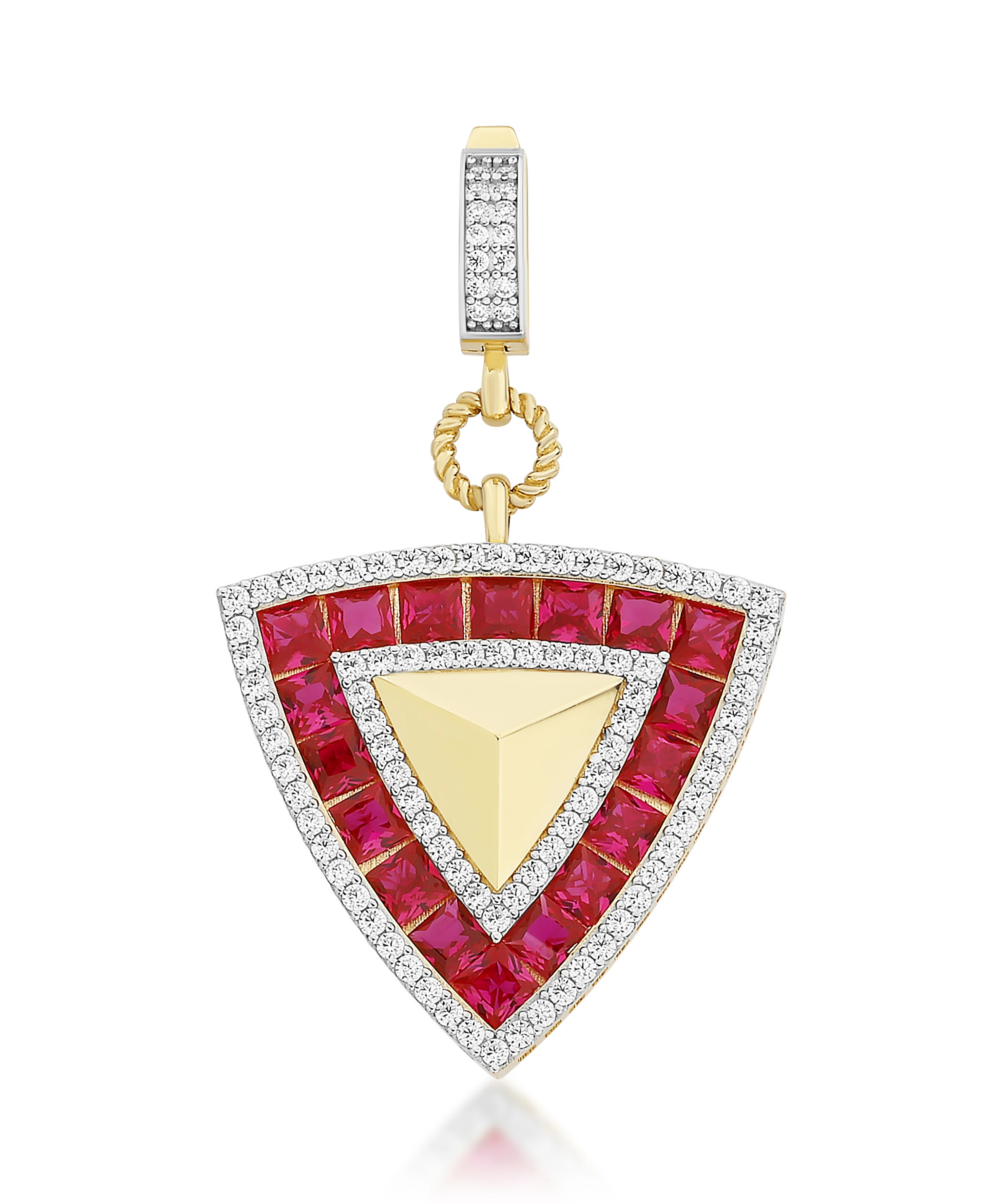 Altın Pembe Taşlı Üçgen Kolye Ucu