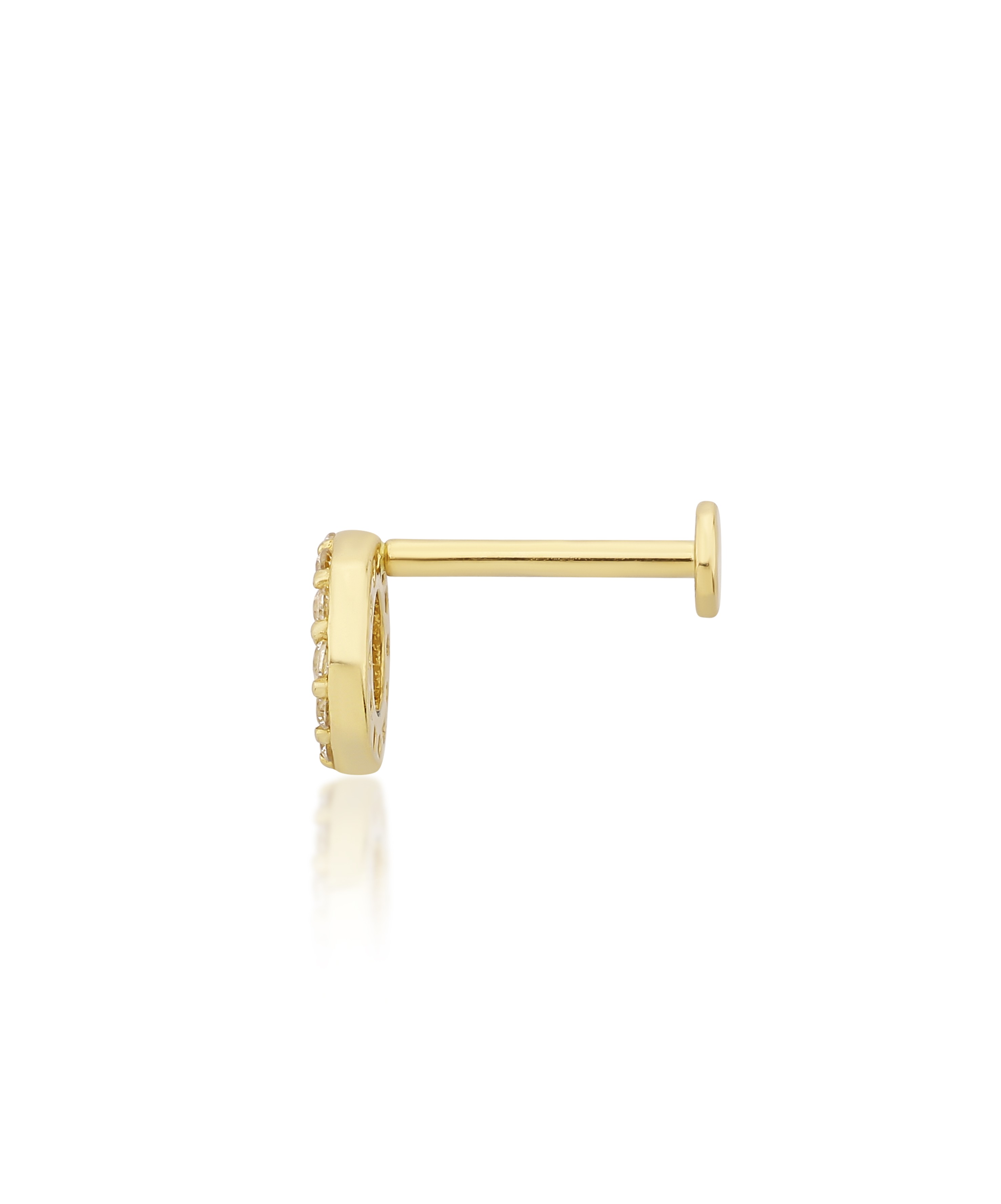 Altın Tragus Taşlı Halka Piercing