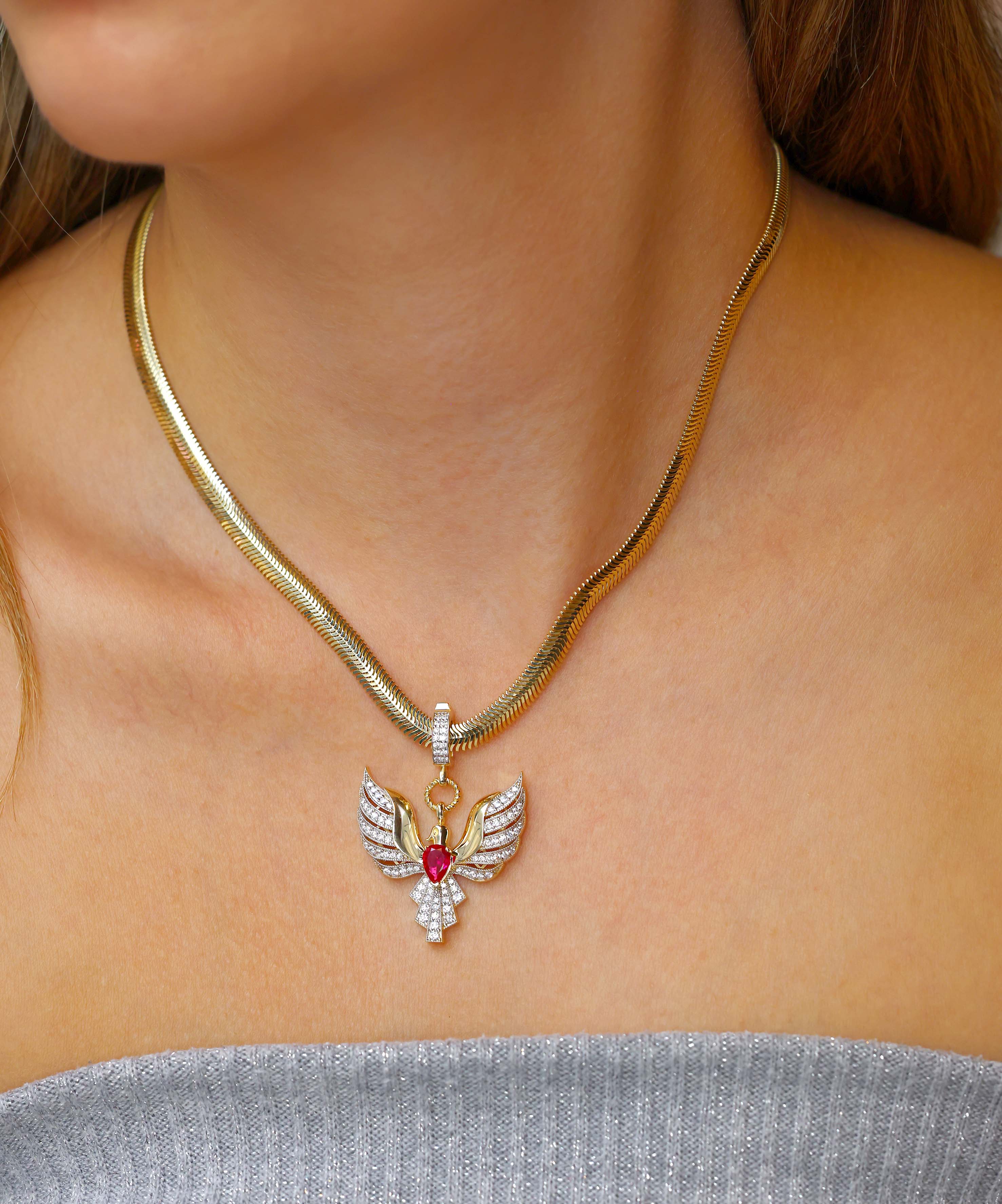 Altın Anka Kuşu Kolye Ucu