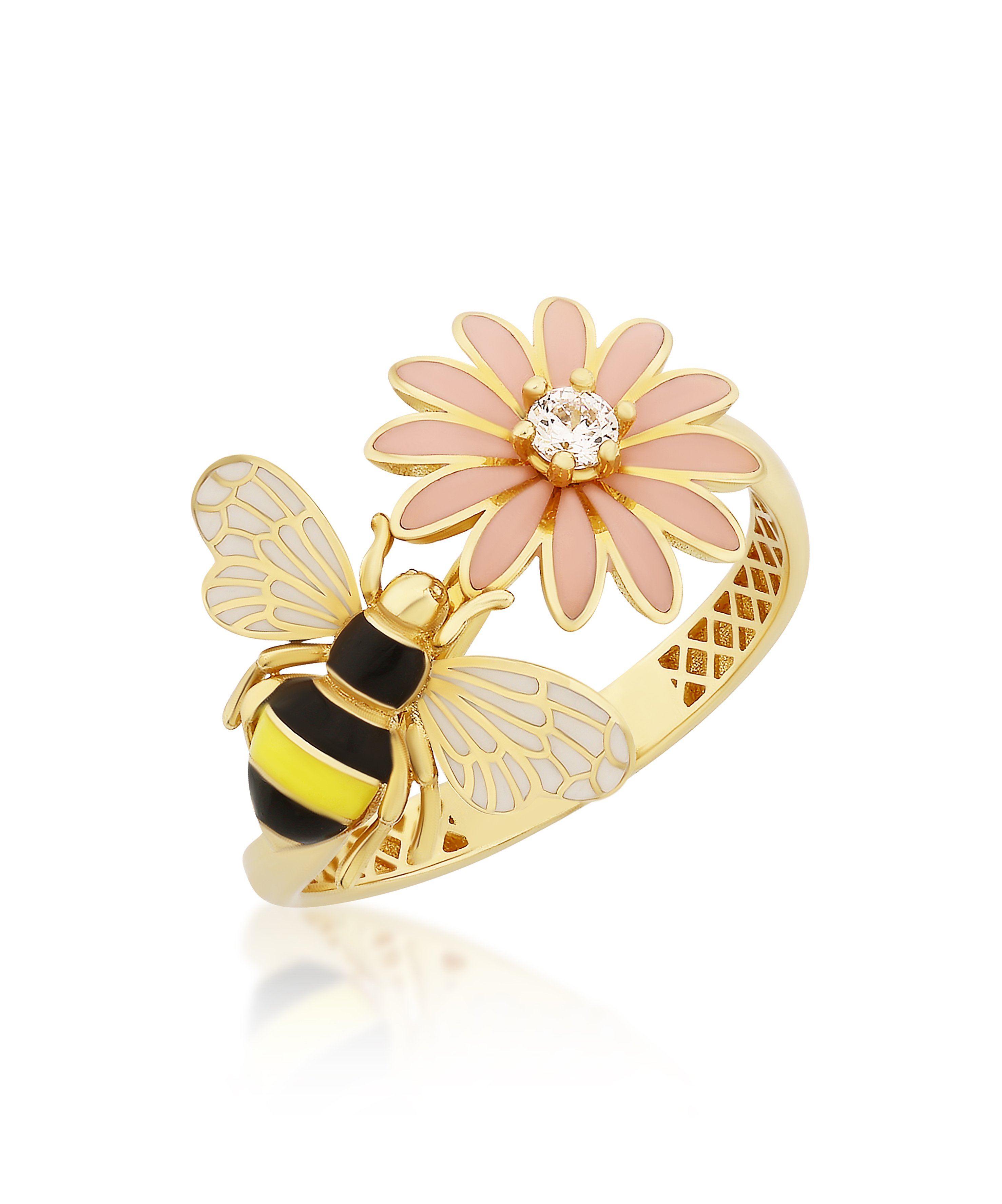 Bee Mine Altın Arı Çiçek Yüzük