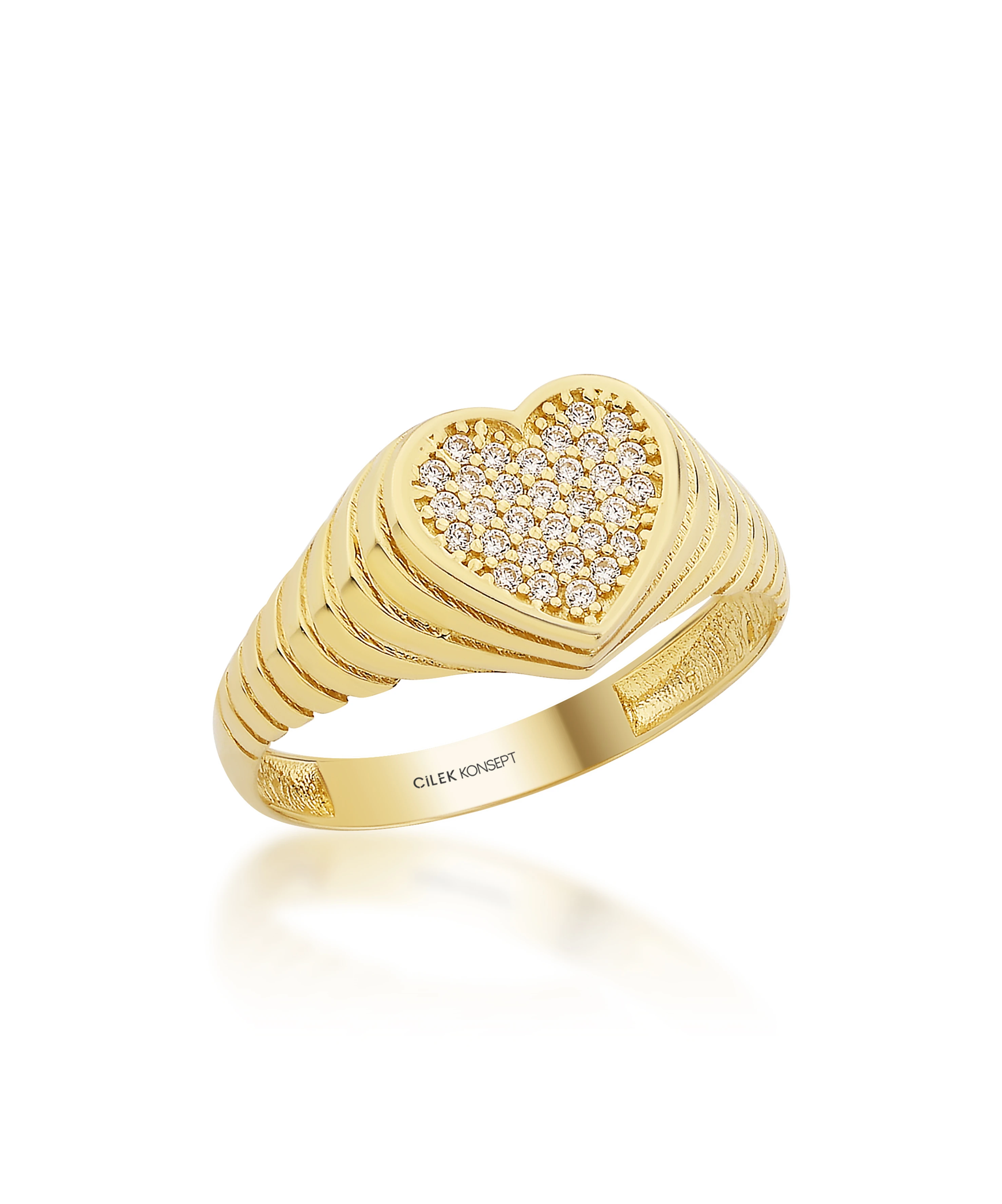 Altın Taşlı Kalp Yüzük