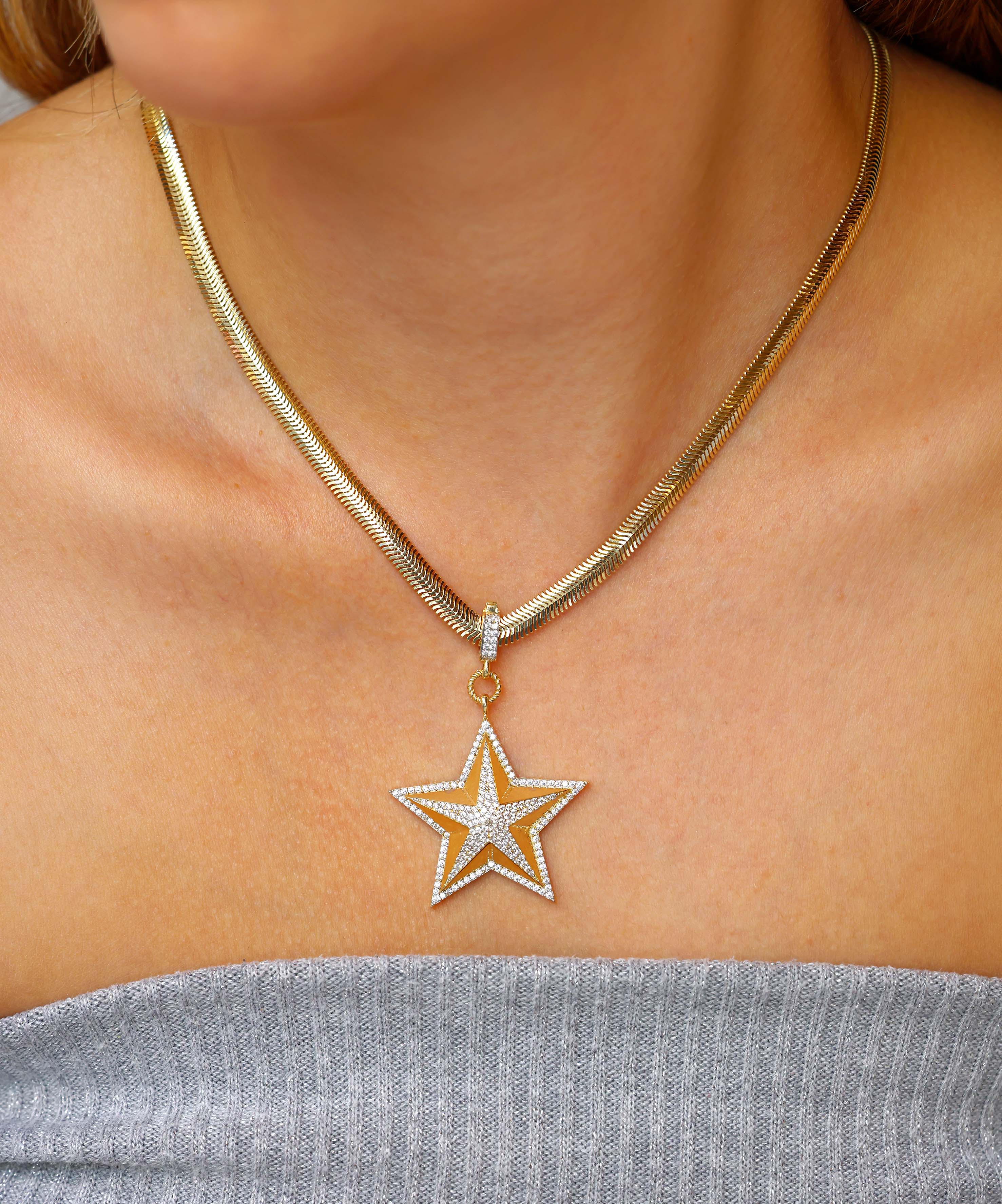 Altın Yıldız Taşlı Kolye Ucu