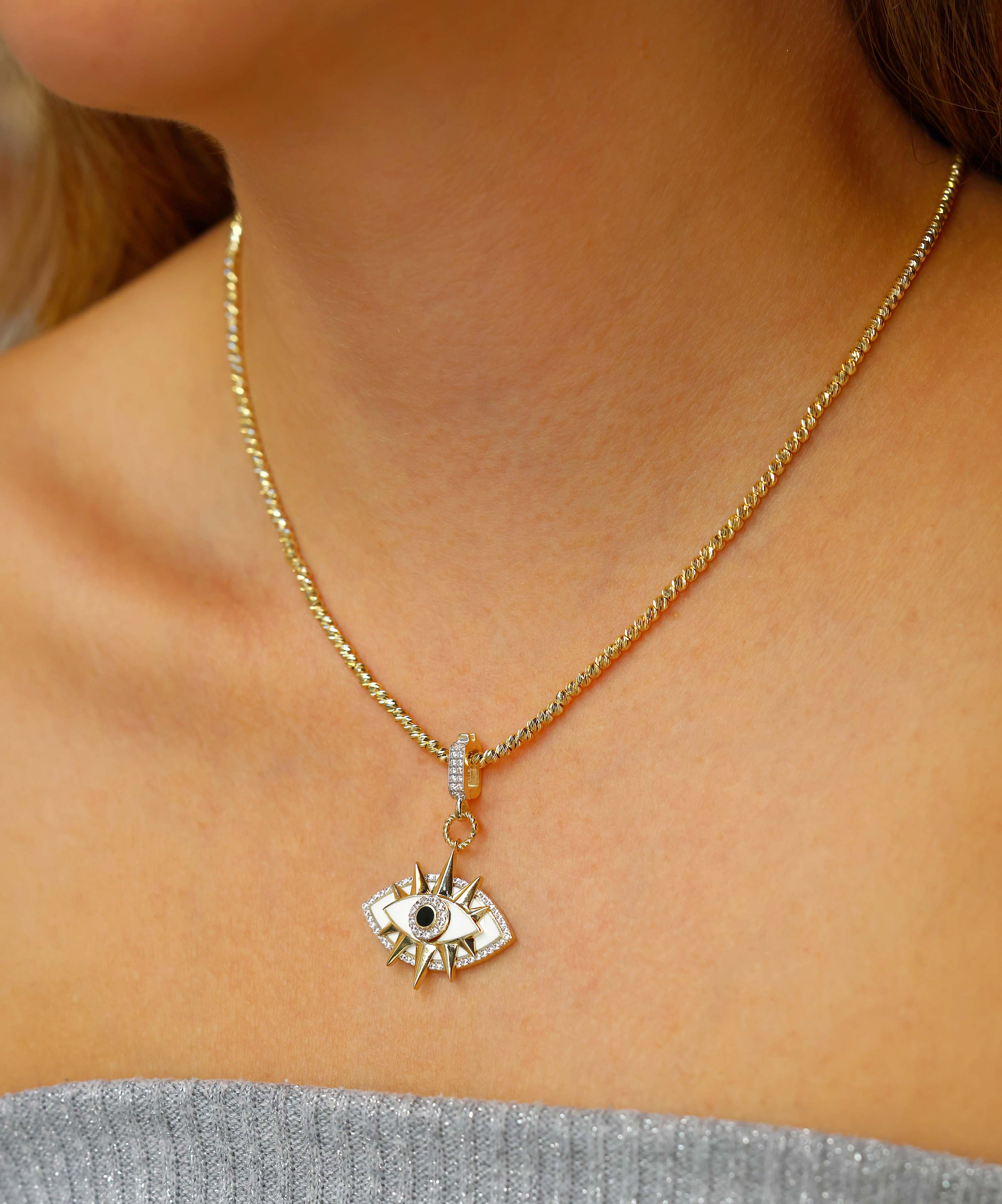 Altın Beyaz Göz Kolye Ucu