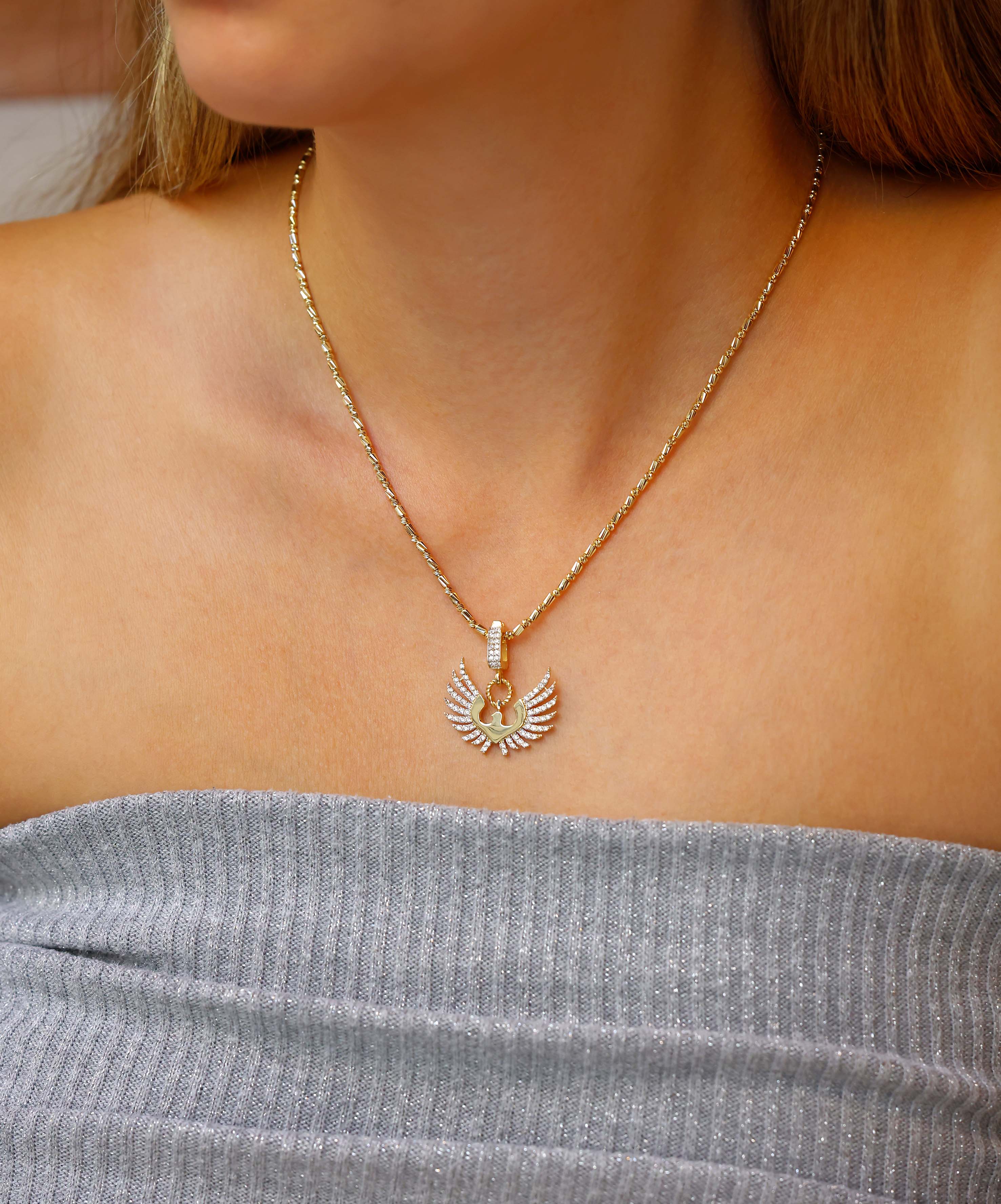 Altın Taşlı Kanat Kolye Ucu