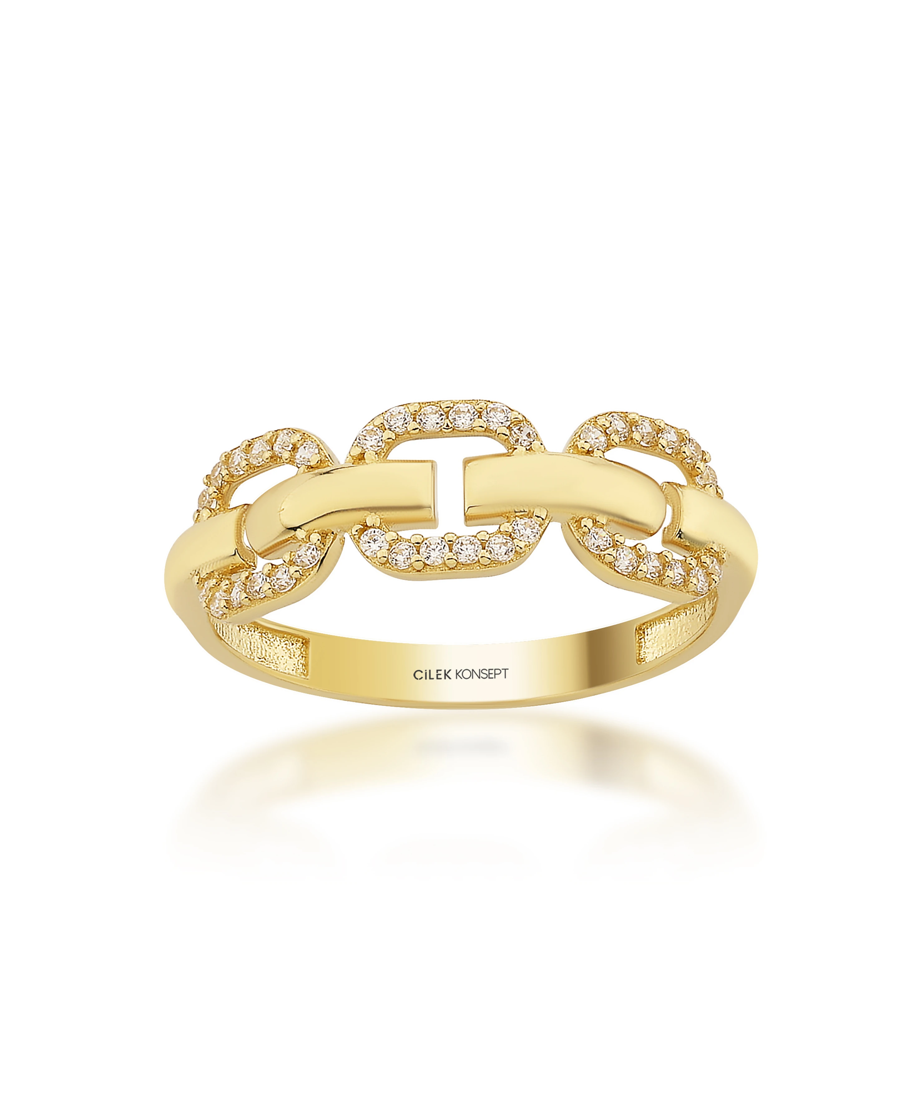 Altın Taşlı Zincir Yüzük