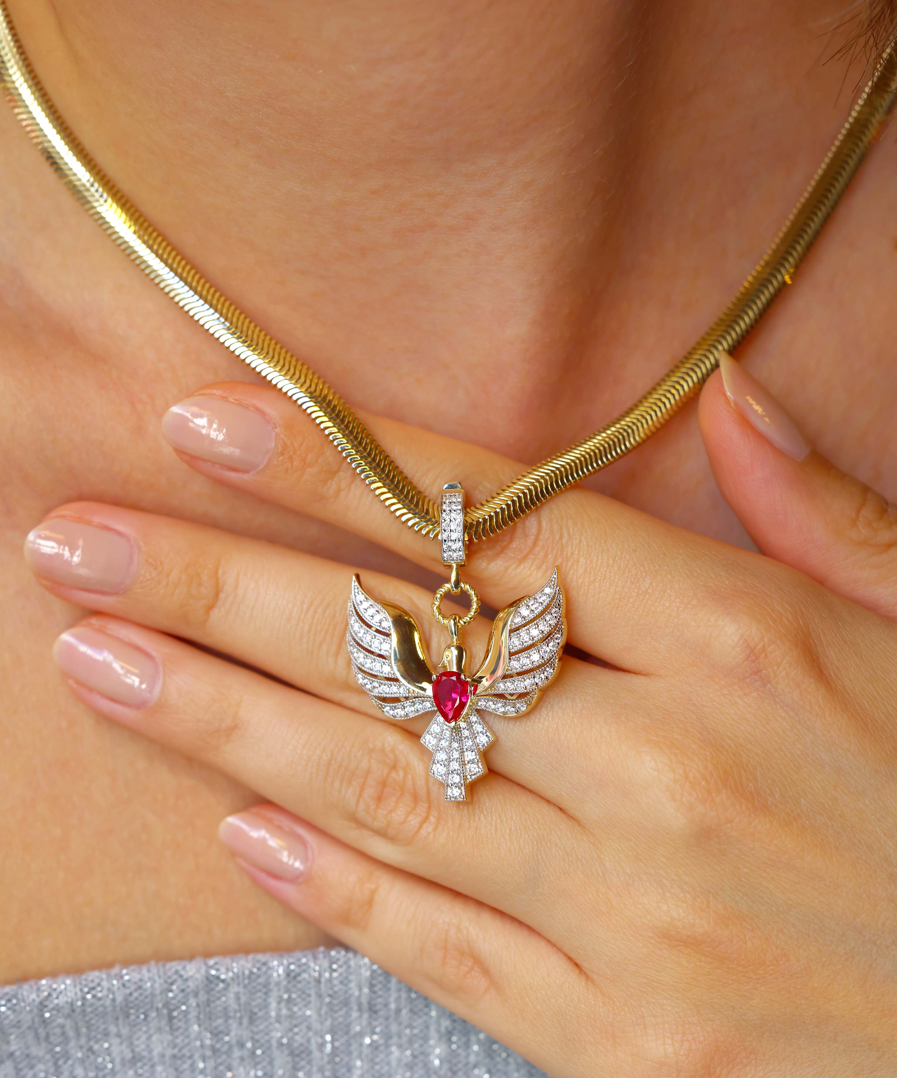 Altın Anka Kuşu Kolye Ucu