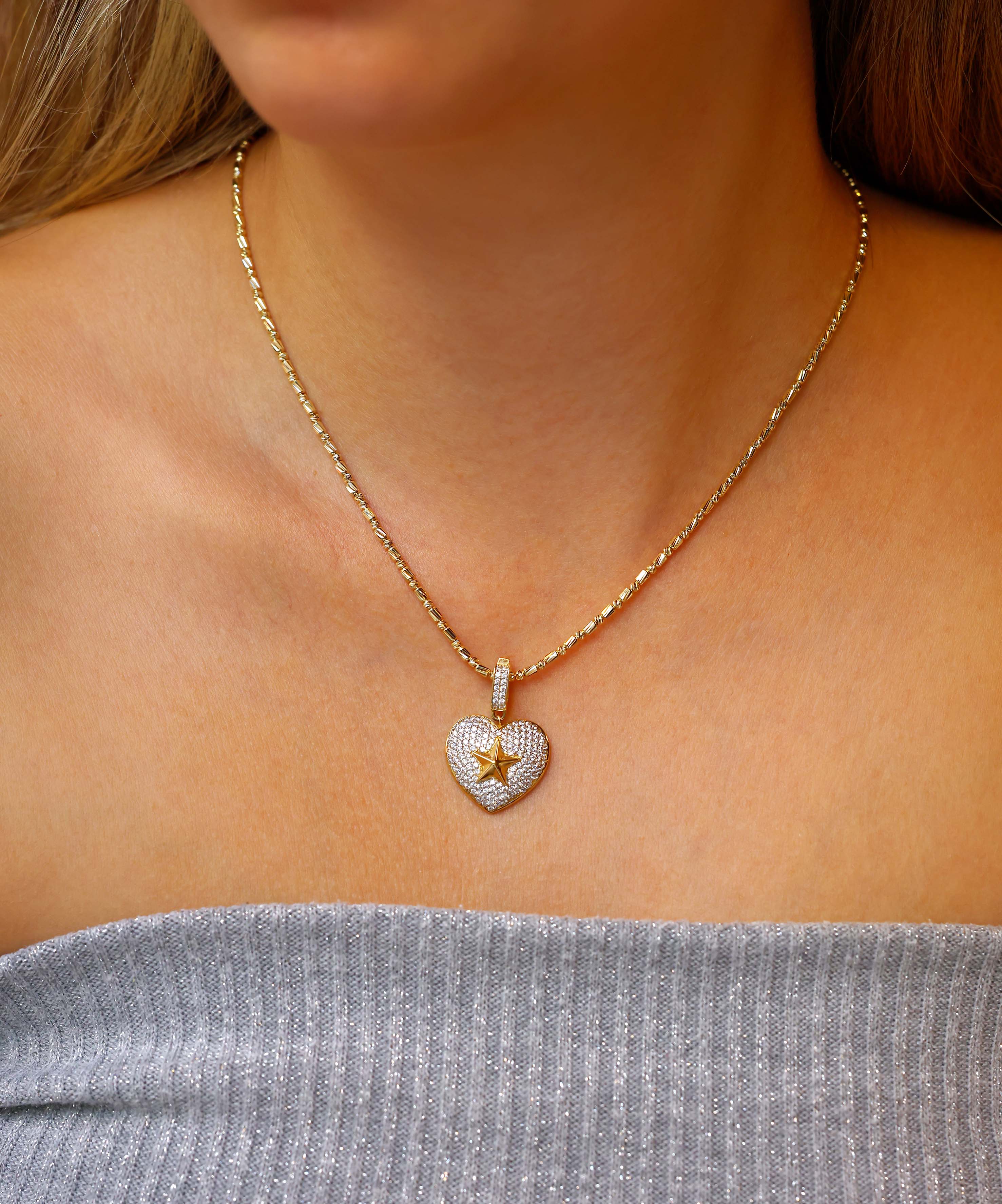 Altın Kalp Taşlı Kolye Ucu