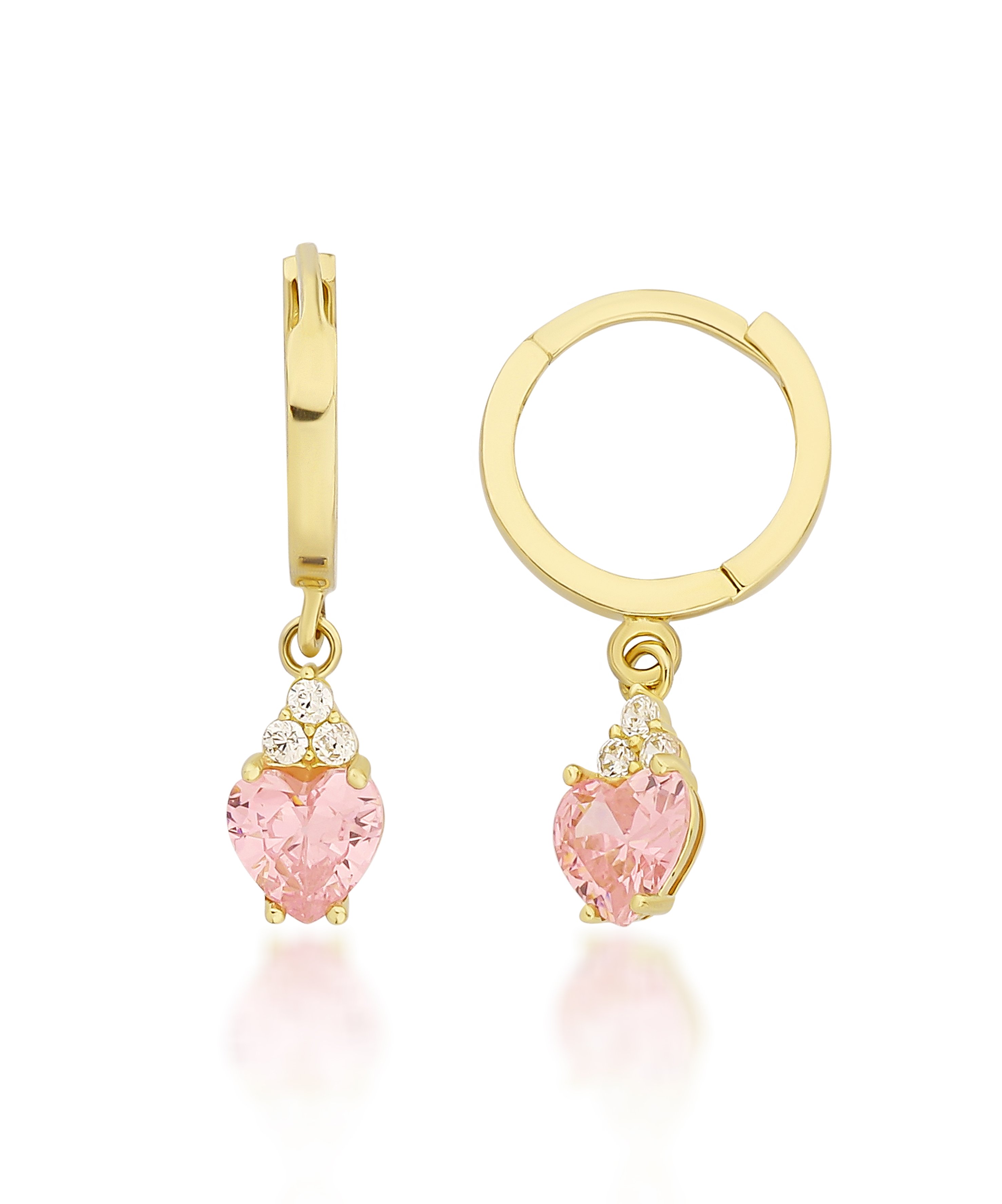 Pembe Taşlı Altın Küpe
