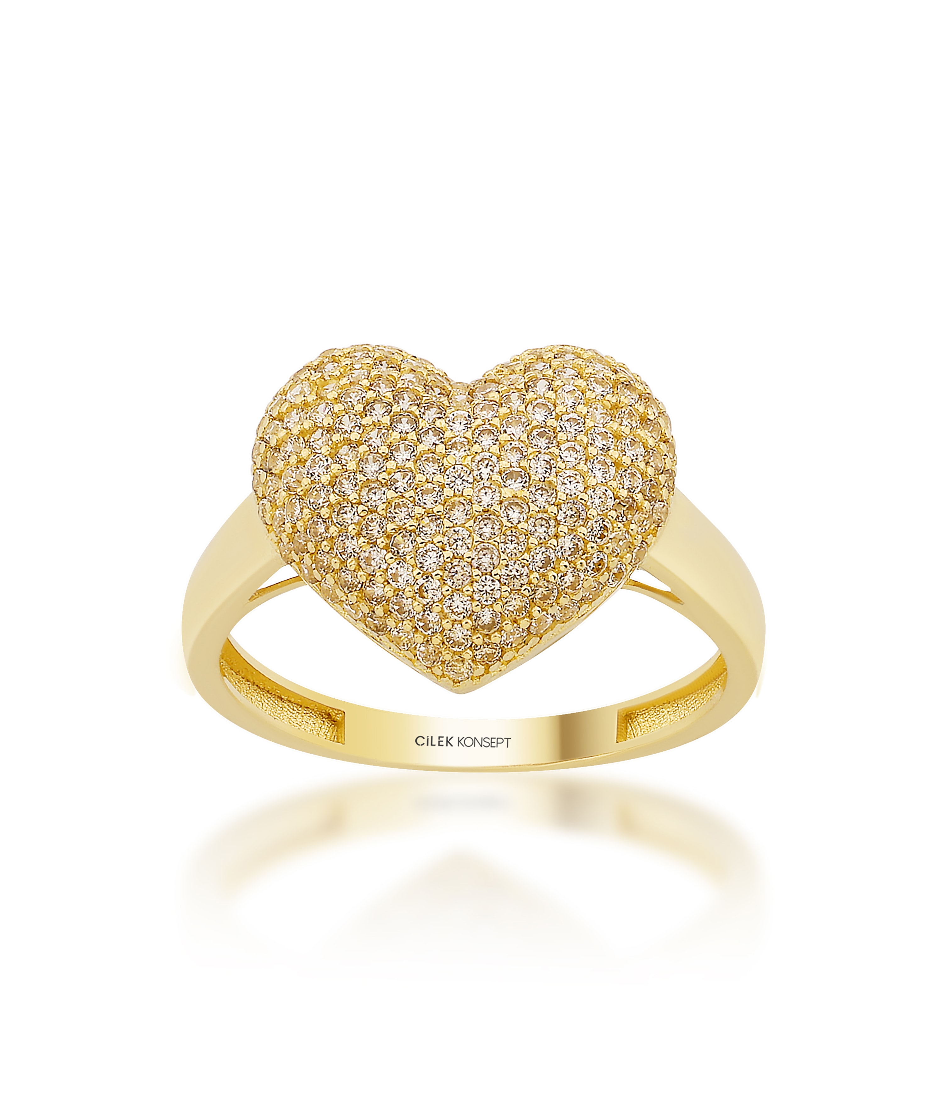 Altın Taşlı Kalp Yüzük