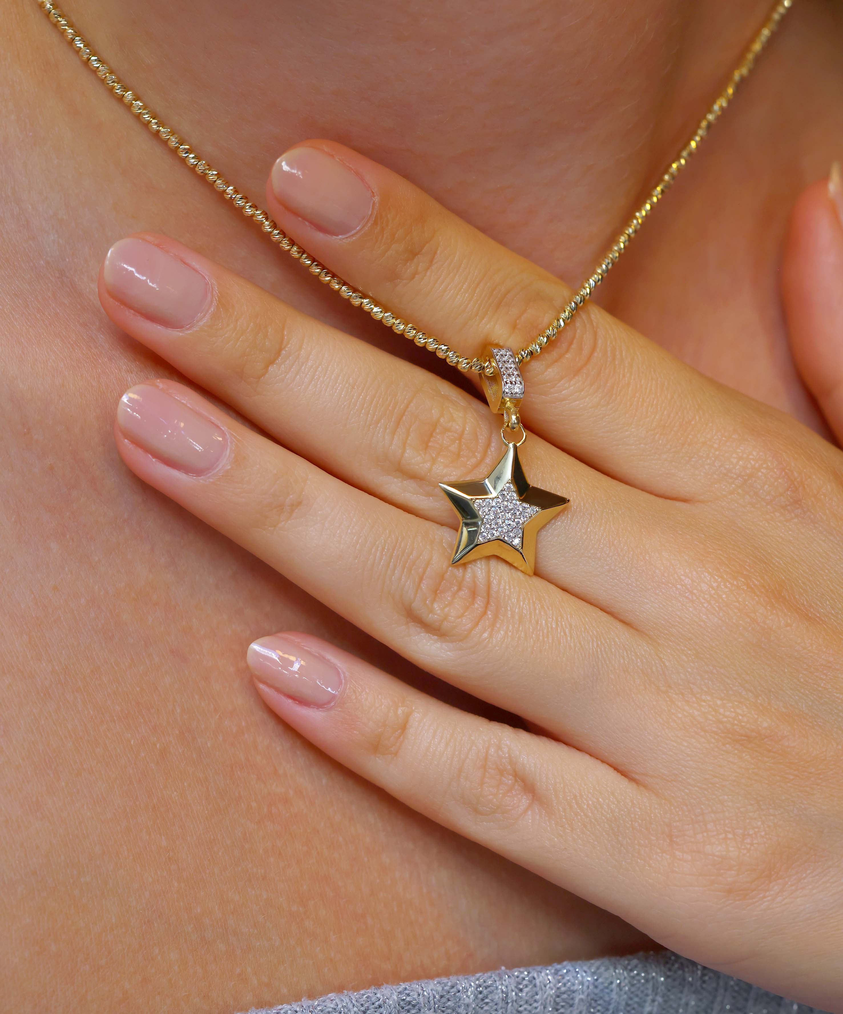 Altın Taşlı Yıldız Kolye Ucu