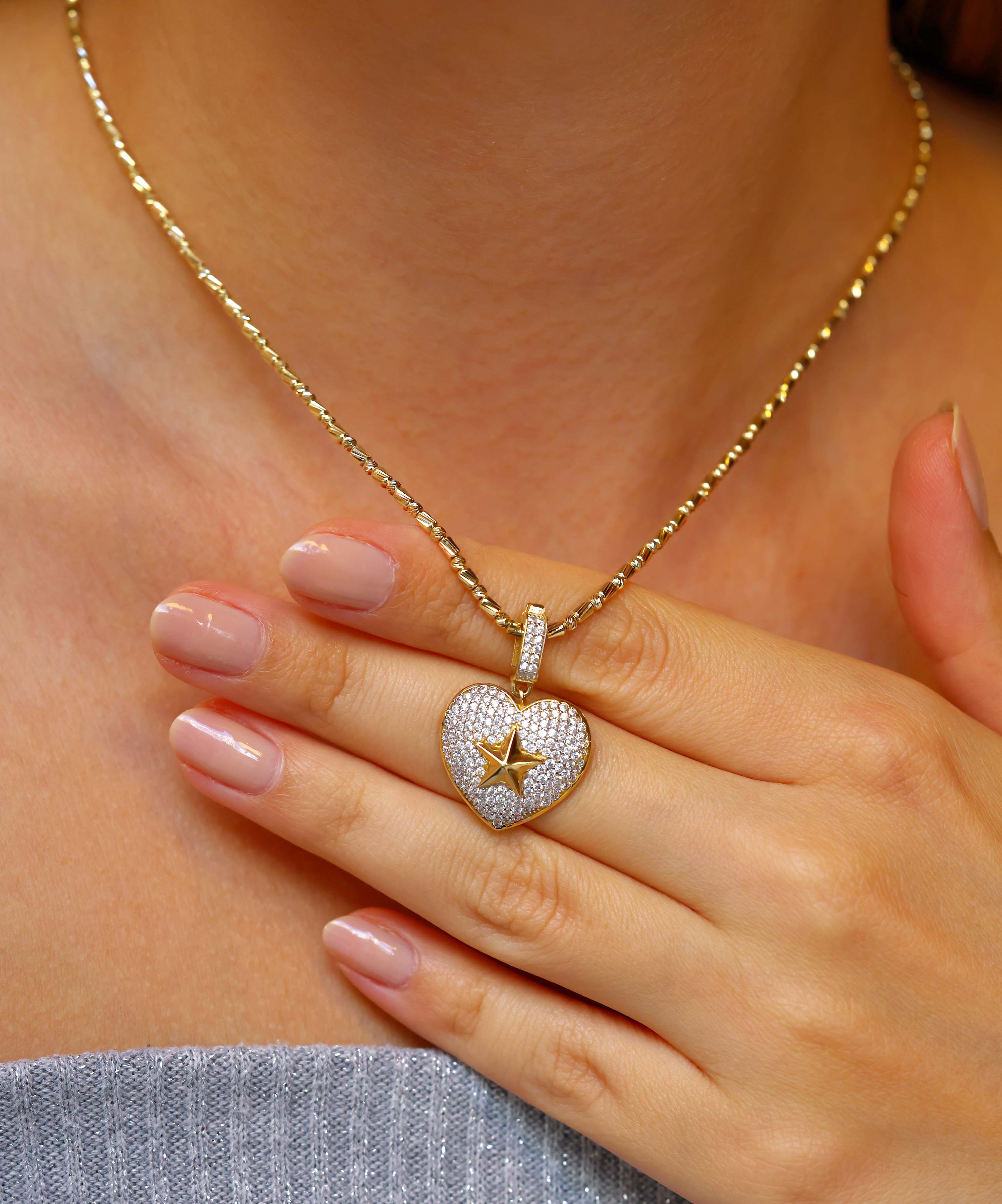 Altın Kalp Taşlı Kolye Ucu