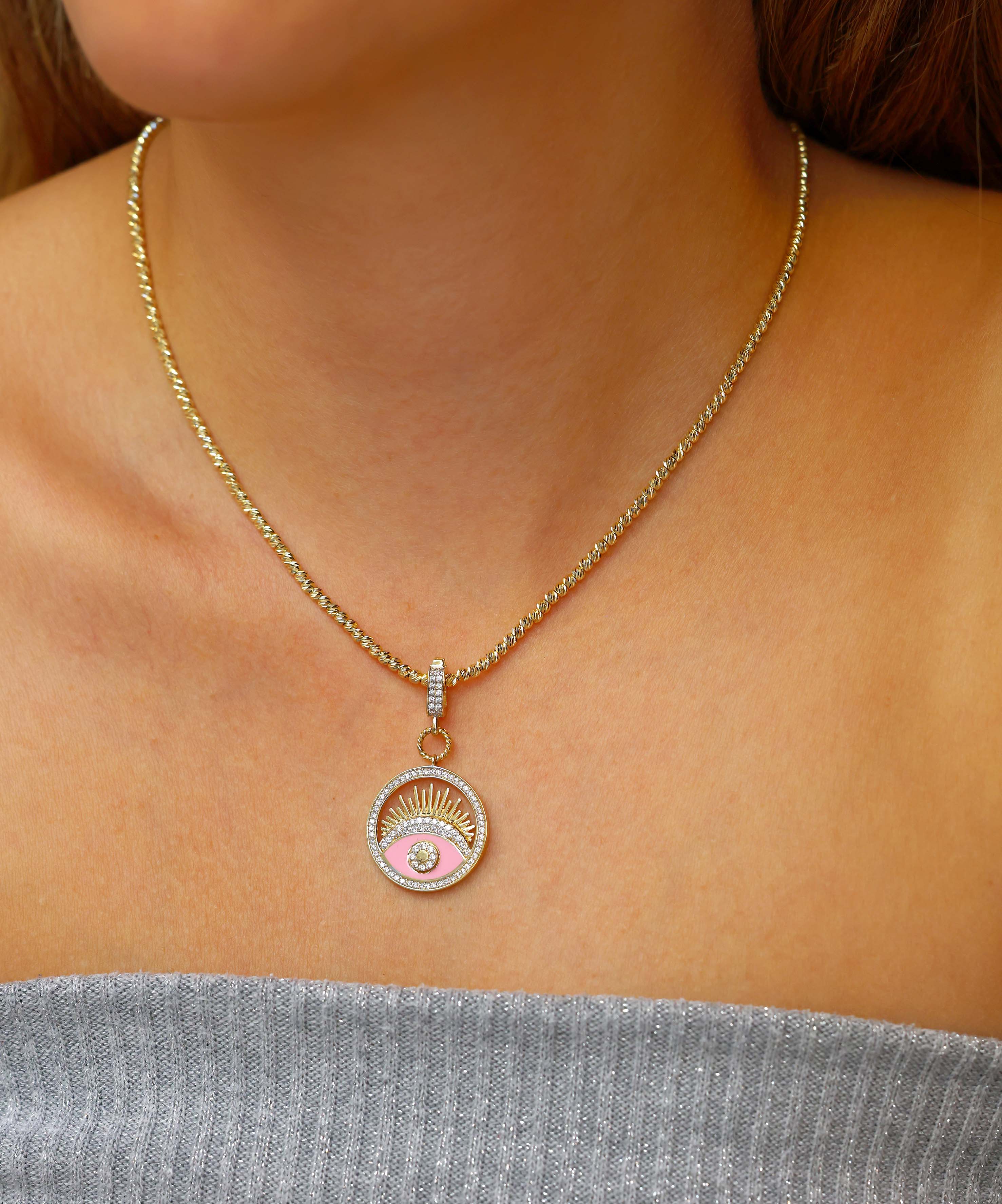 Altın Pembe Göz Kolye Ucu