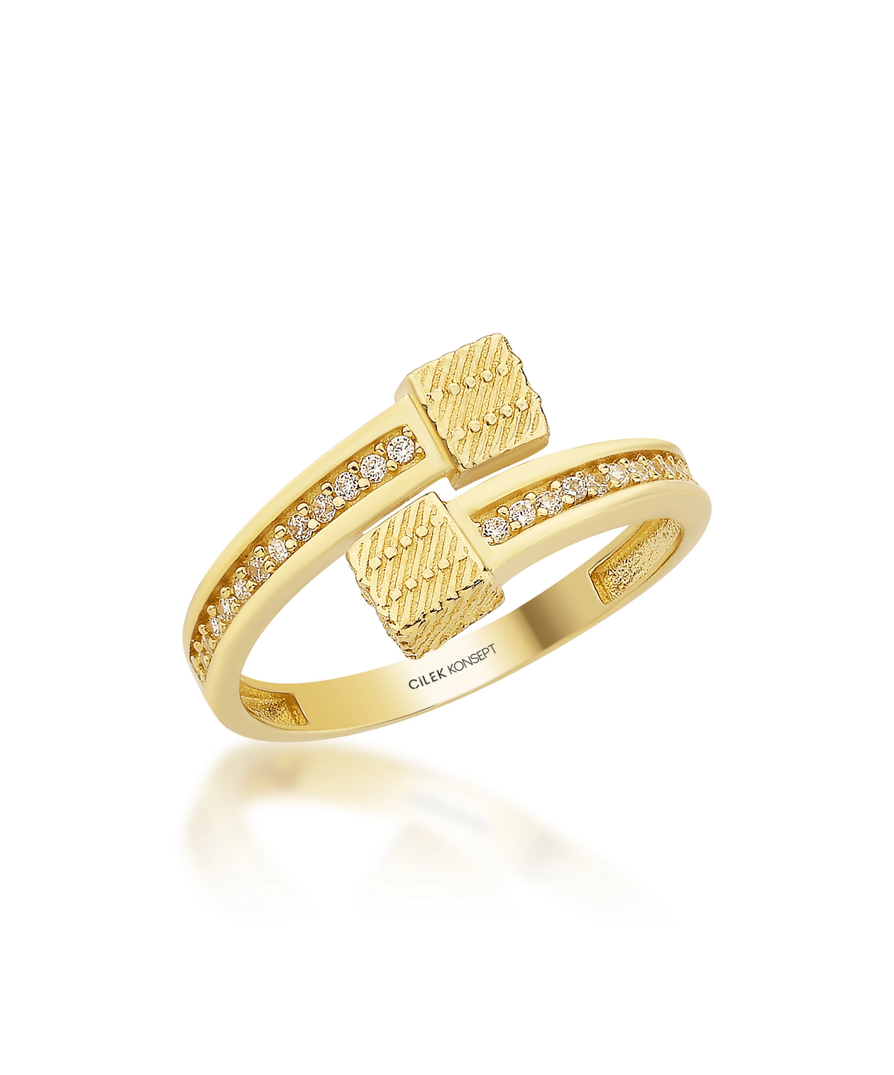 Altın Taşlı Sarmal Yüzük