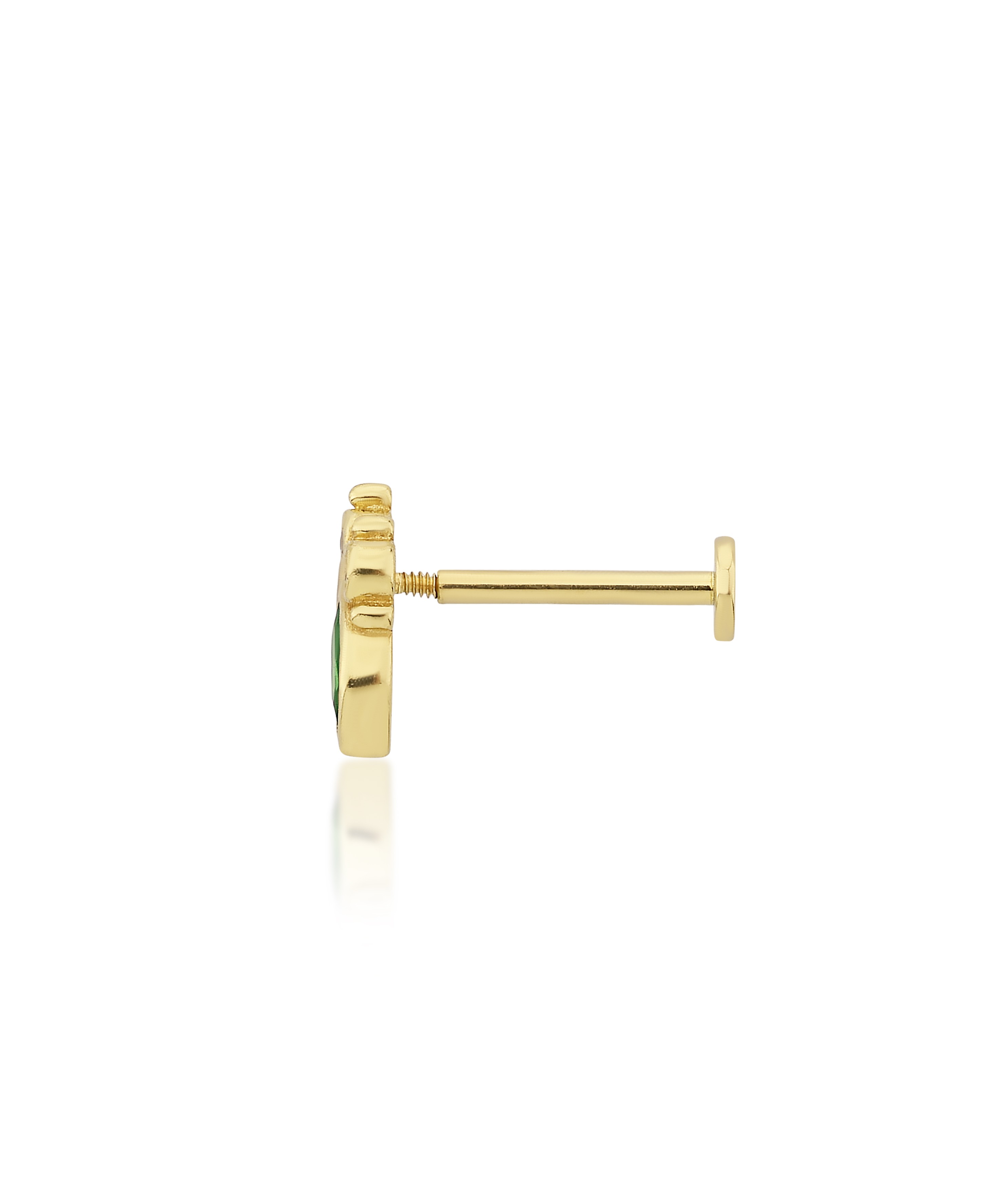 Altın Tragus Yeşil Taşlı Piercing
