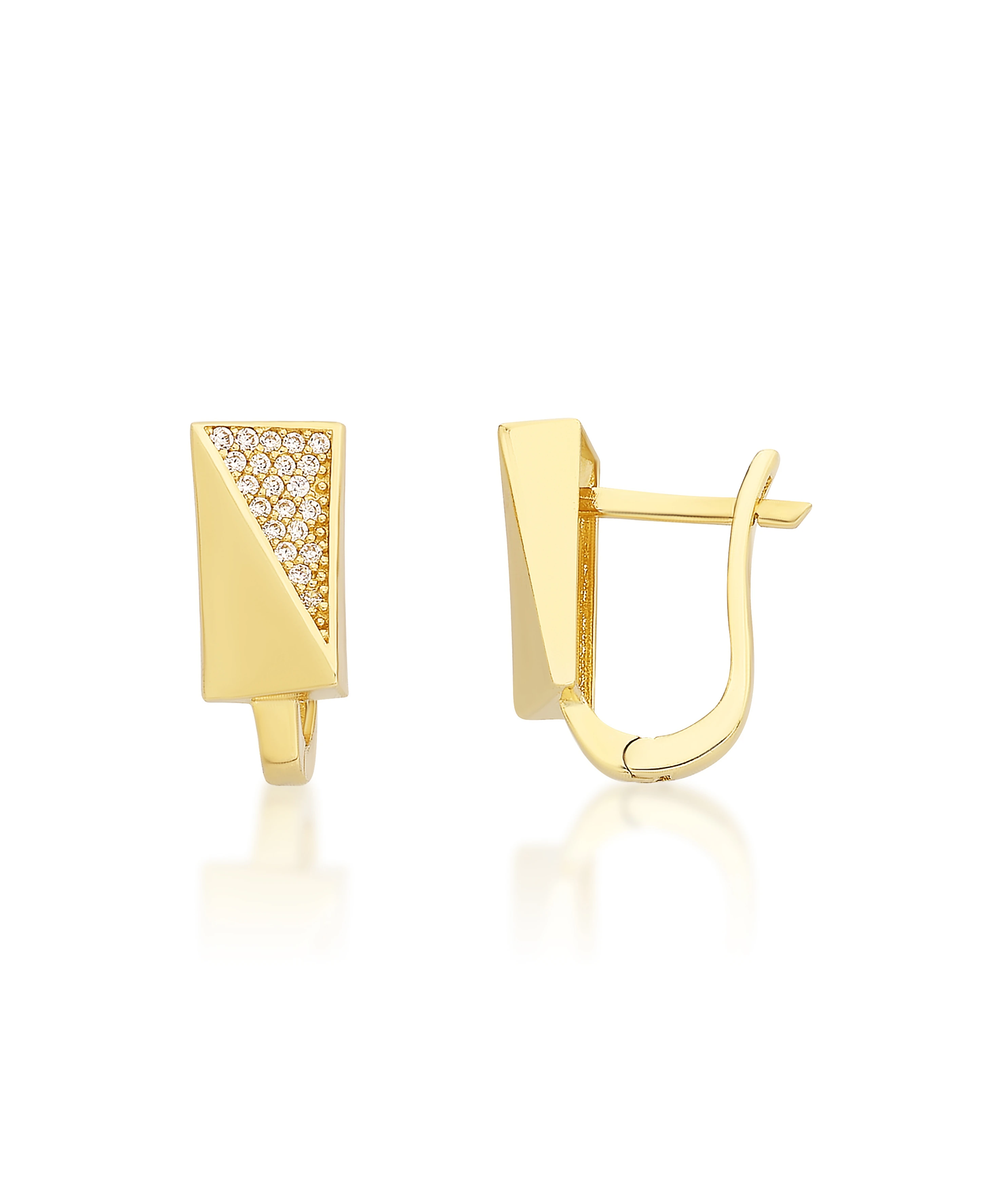 Altın Taşlı Geometrik Küpe