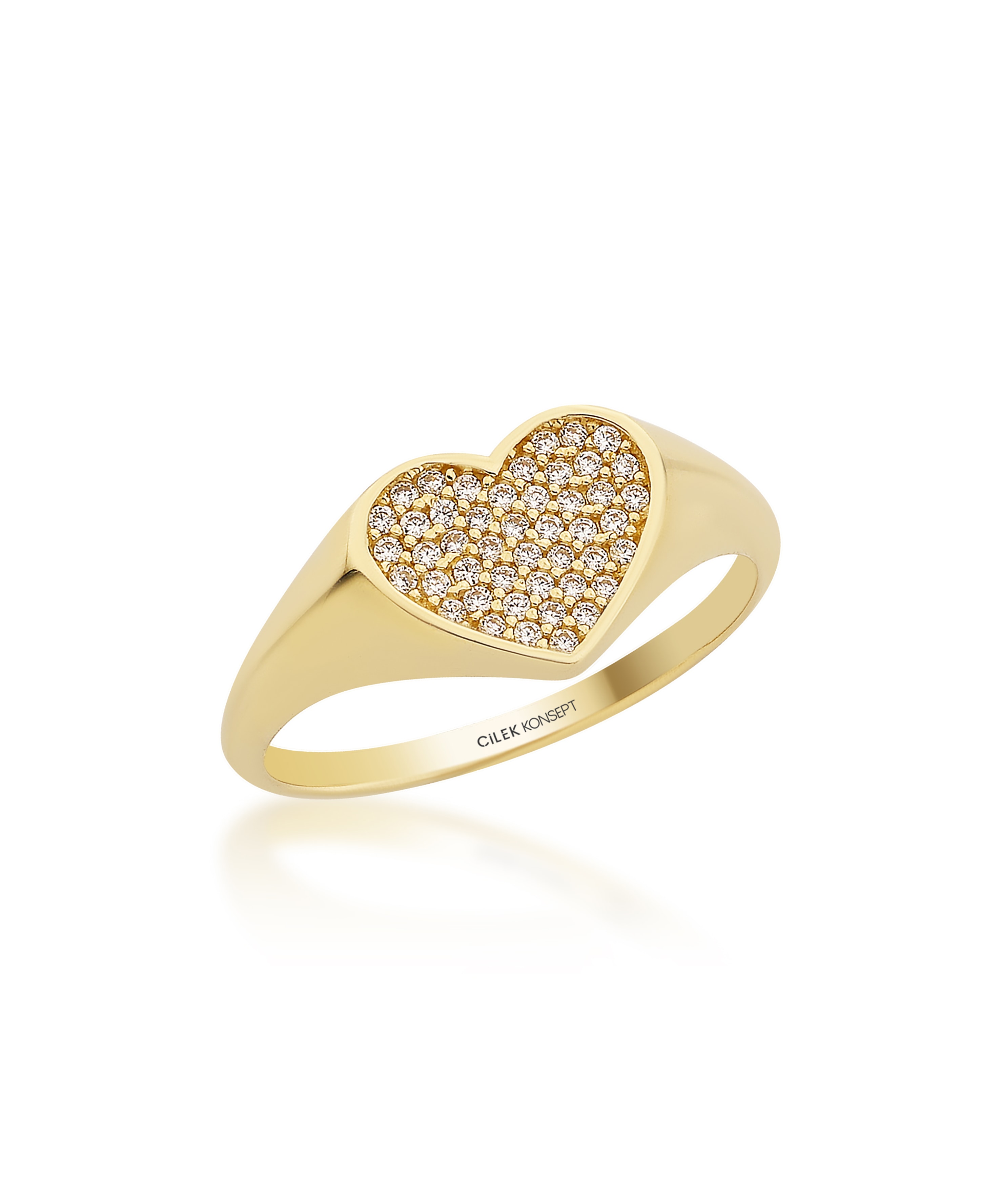 Altın Taşlı Kalp Yüzük