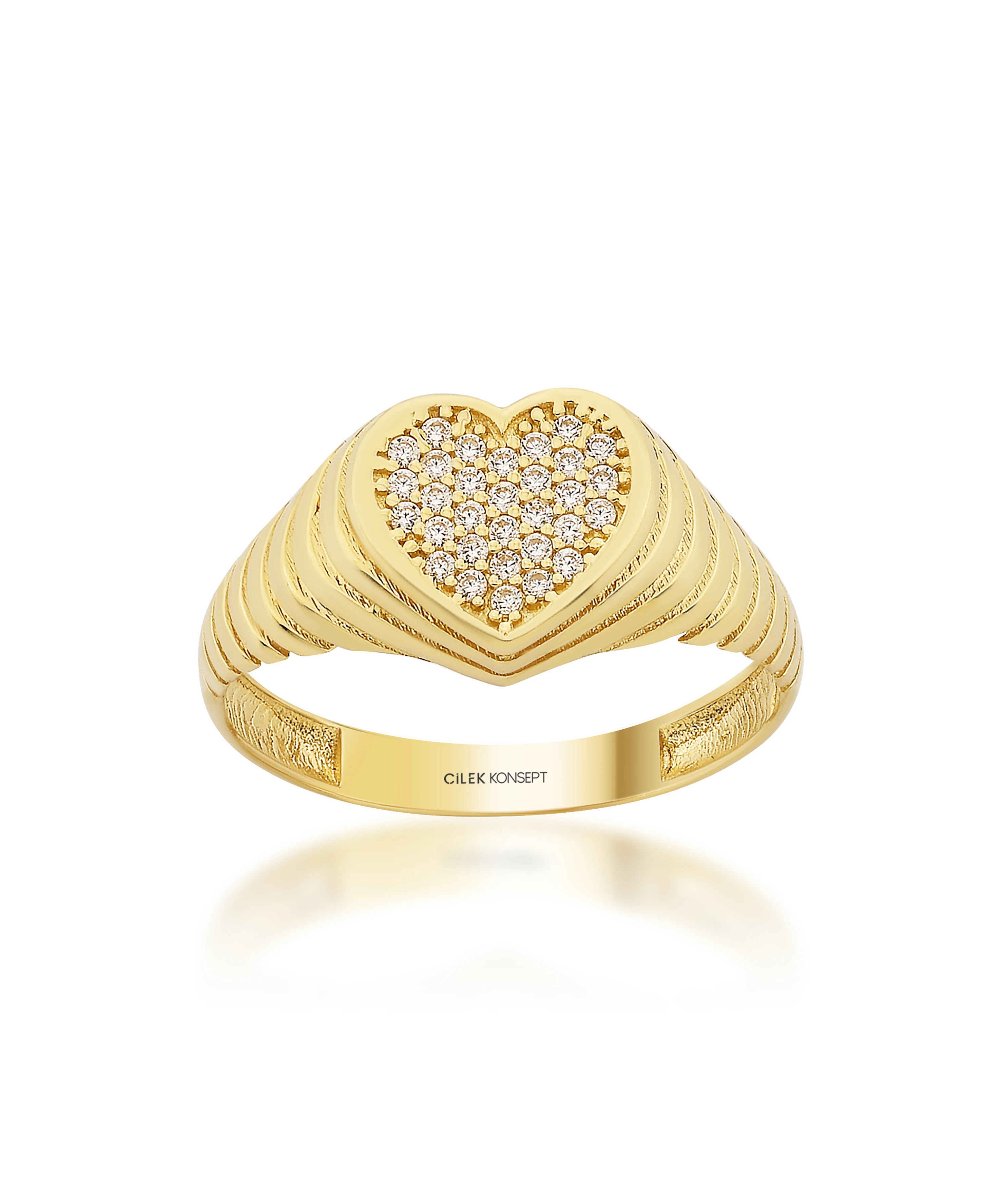 Altın Taşlı Kalp Yüzük