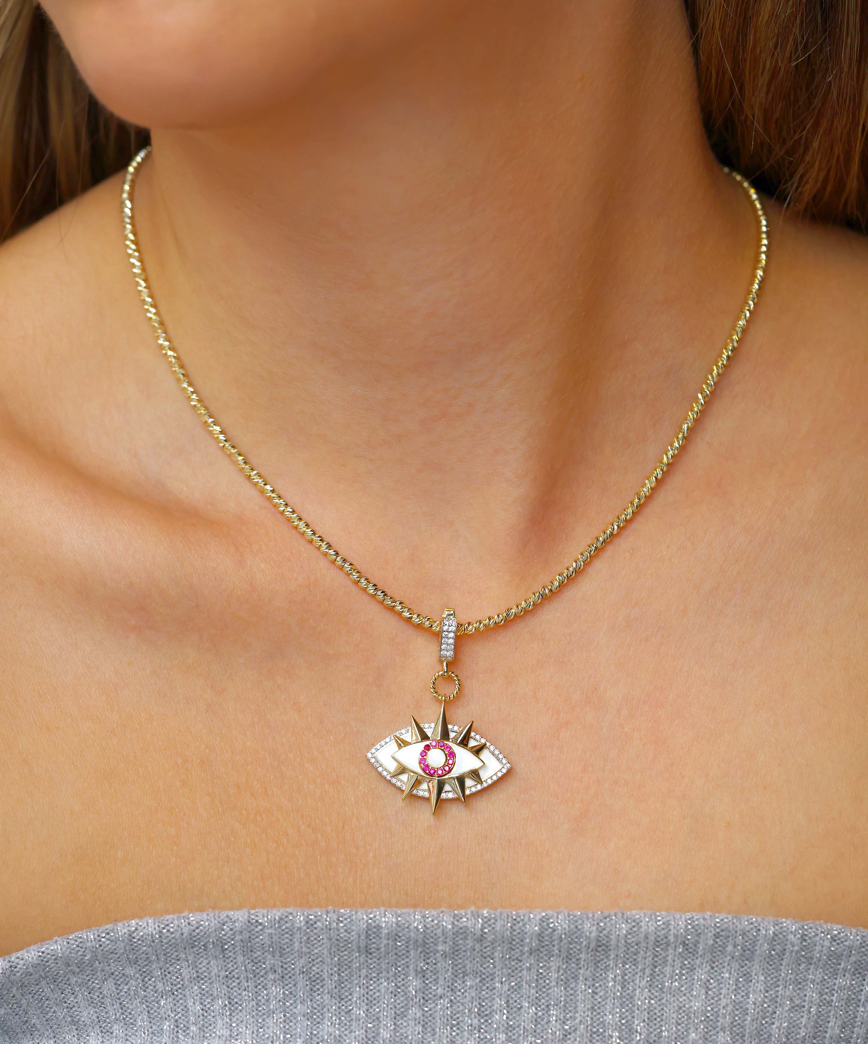 Altın Beyaz Göz Kolye Ucu