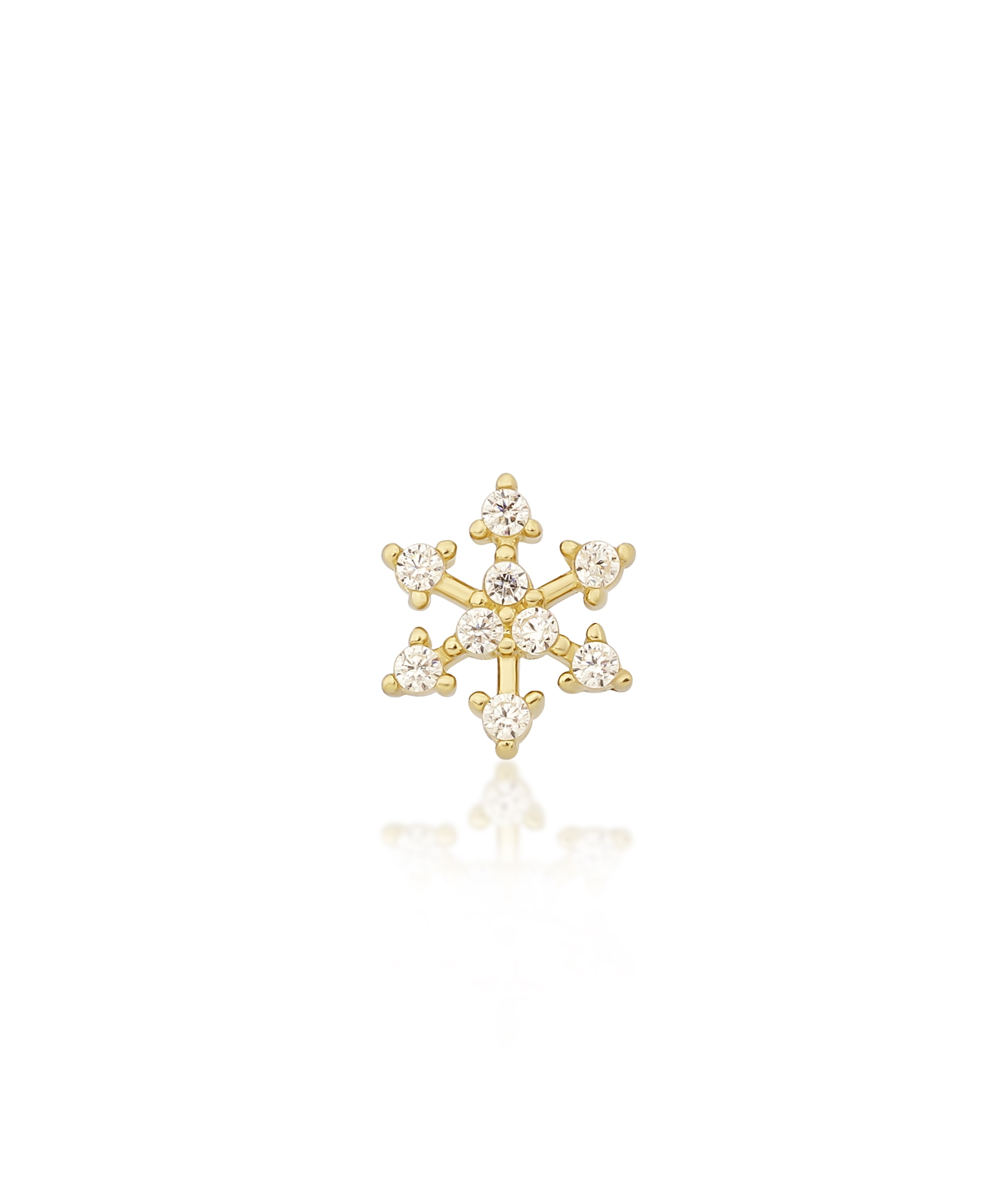 Altın Tragus Taşlı Kar Tanesi Piercing