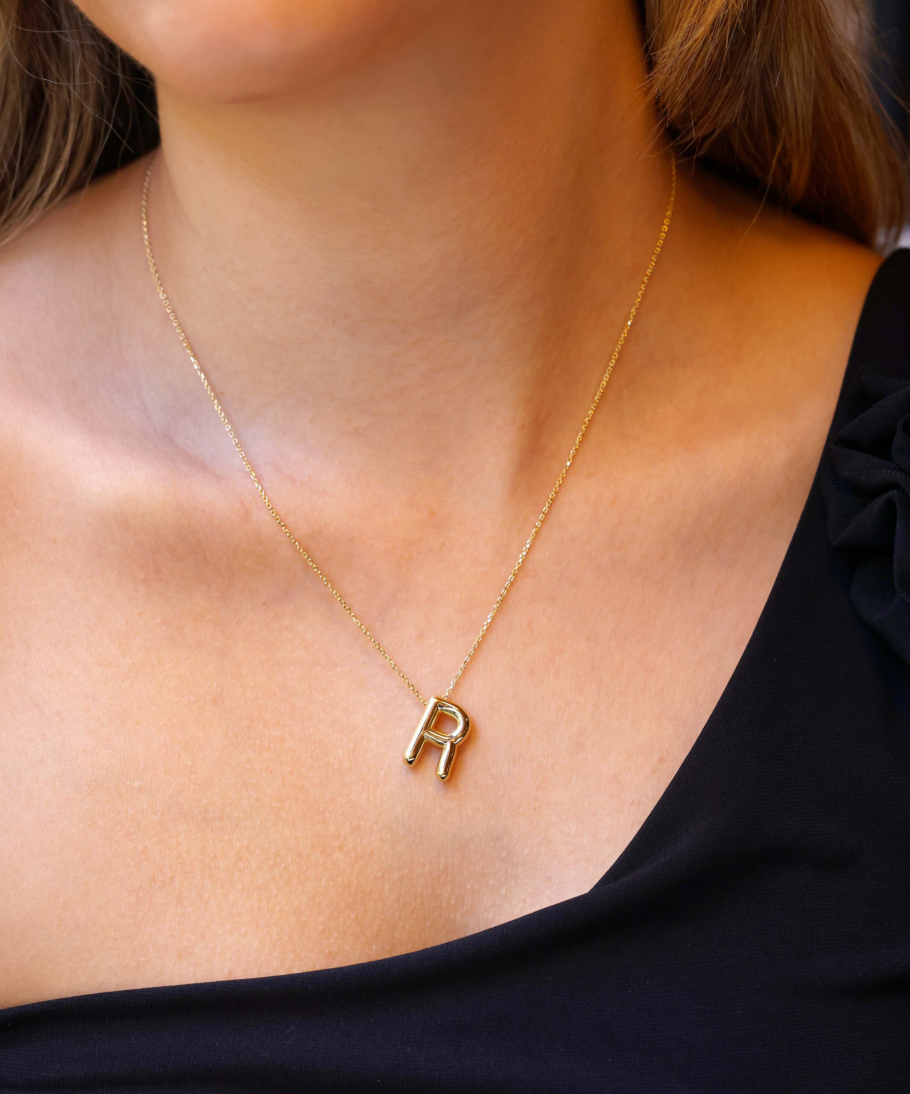 Altın Balon R Harf Kolye