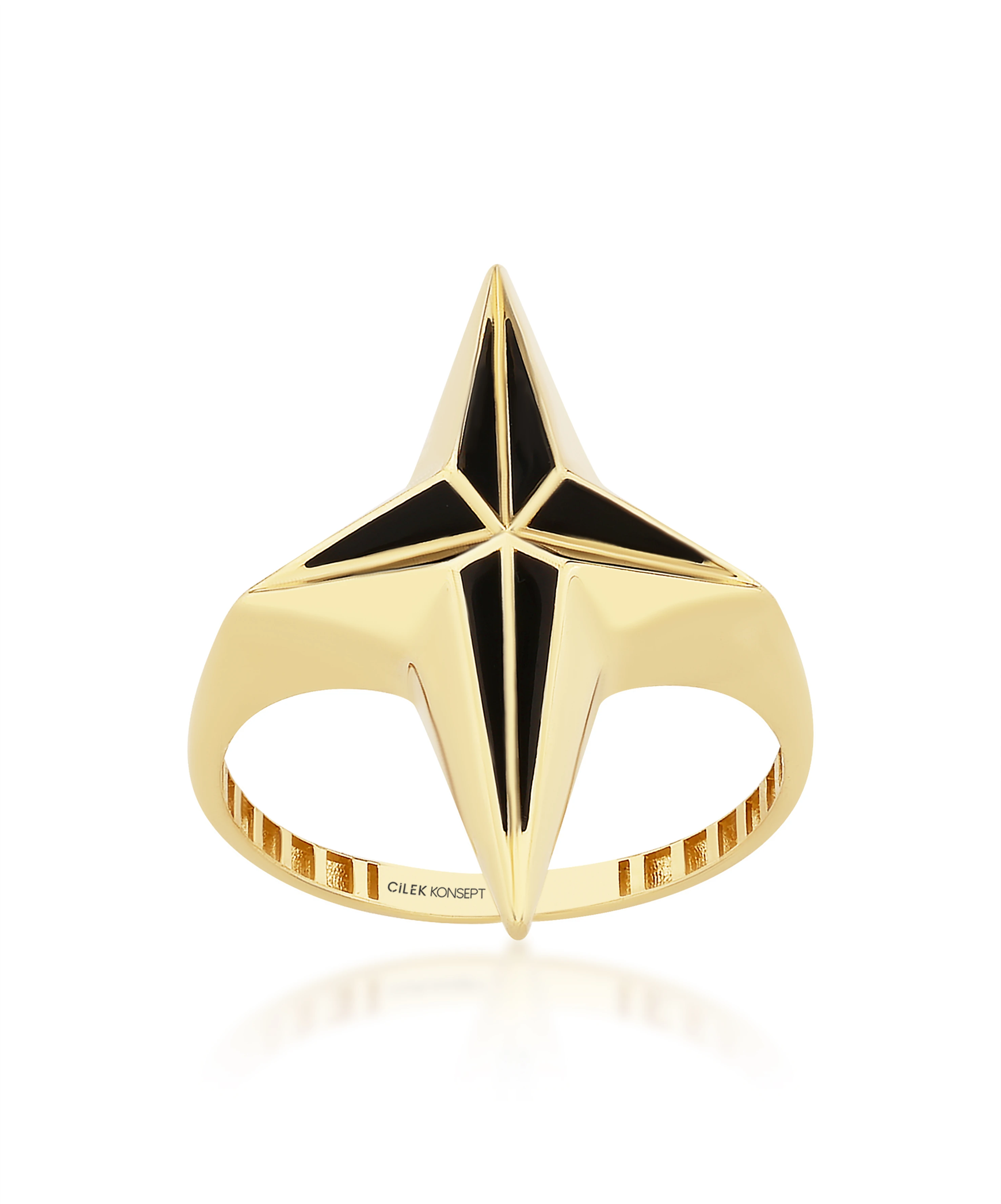 Altın Siyah Kuzey Yıldızı Yüzük