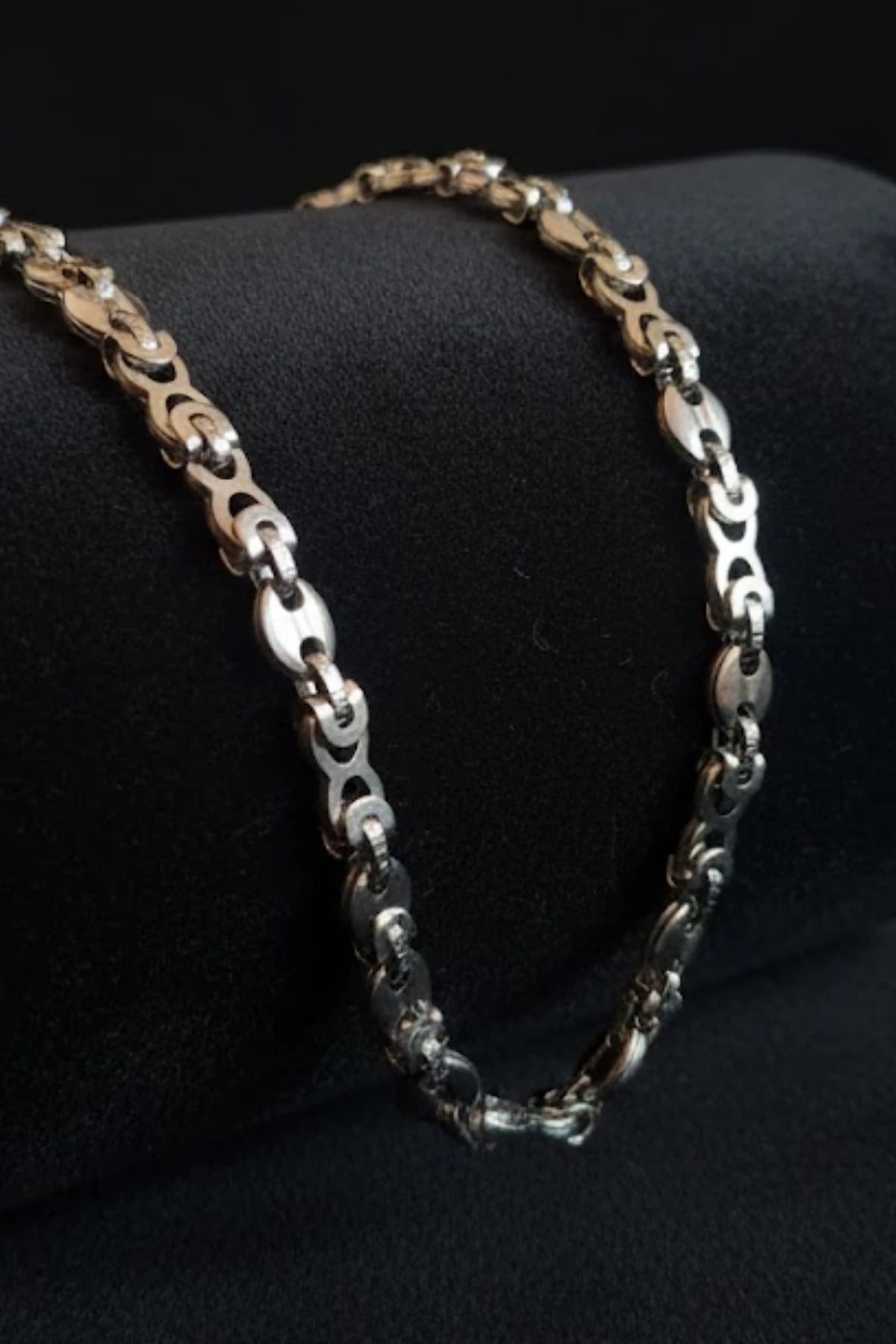 Erkek Çelik Zincir Kolye Özel Bağlantı Halkalı 316L Paslanmaz Çelik