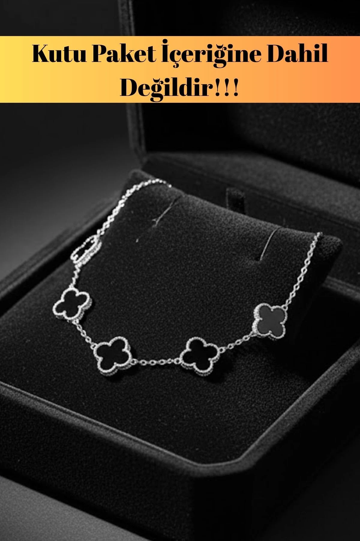 Gece Siyahı Oniks Taşlı Form Detaylı Petal Yaprak Model Erkek Çelik Bileklik