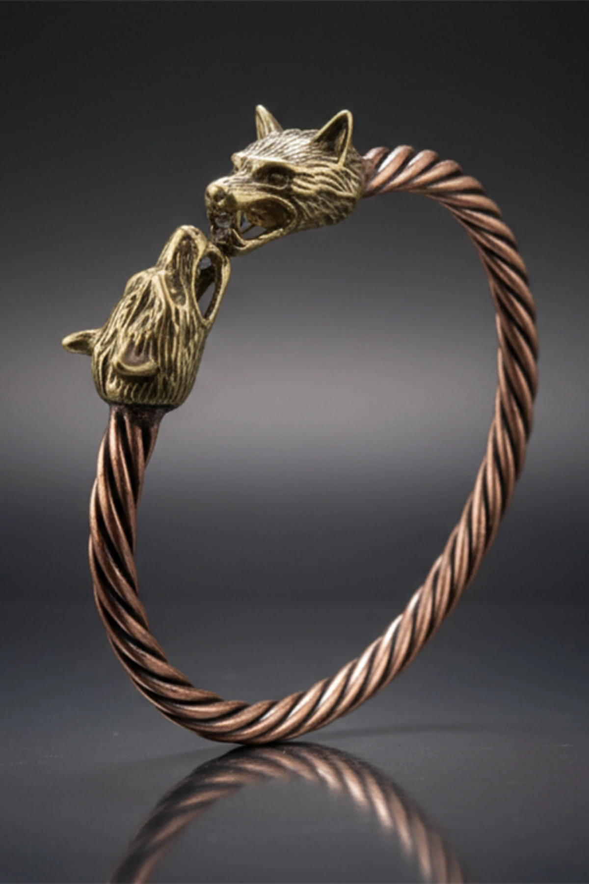 Viking Kurt Başlı Bakır Bileklik – Güç, Cesaret ve Sadakati Sembolize Eden Erkek Bakır Bileklik