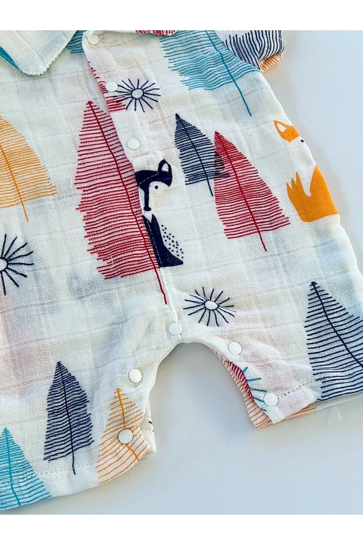 Ağaç Desenli Organic Muslin Barbatoz Tulum