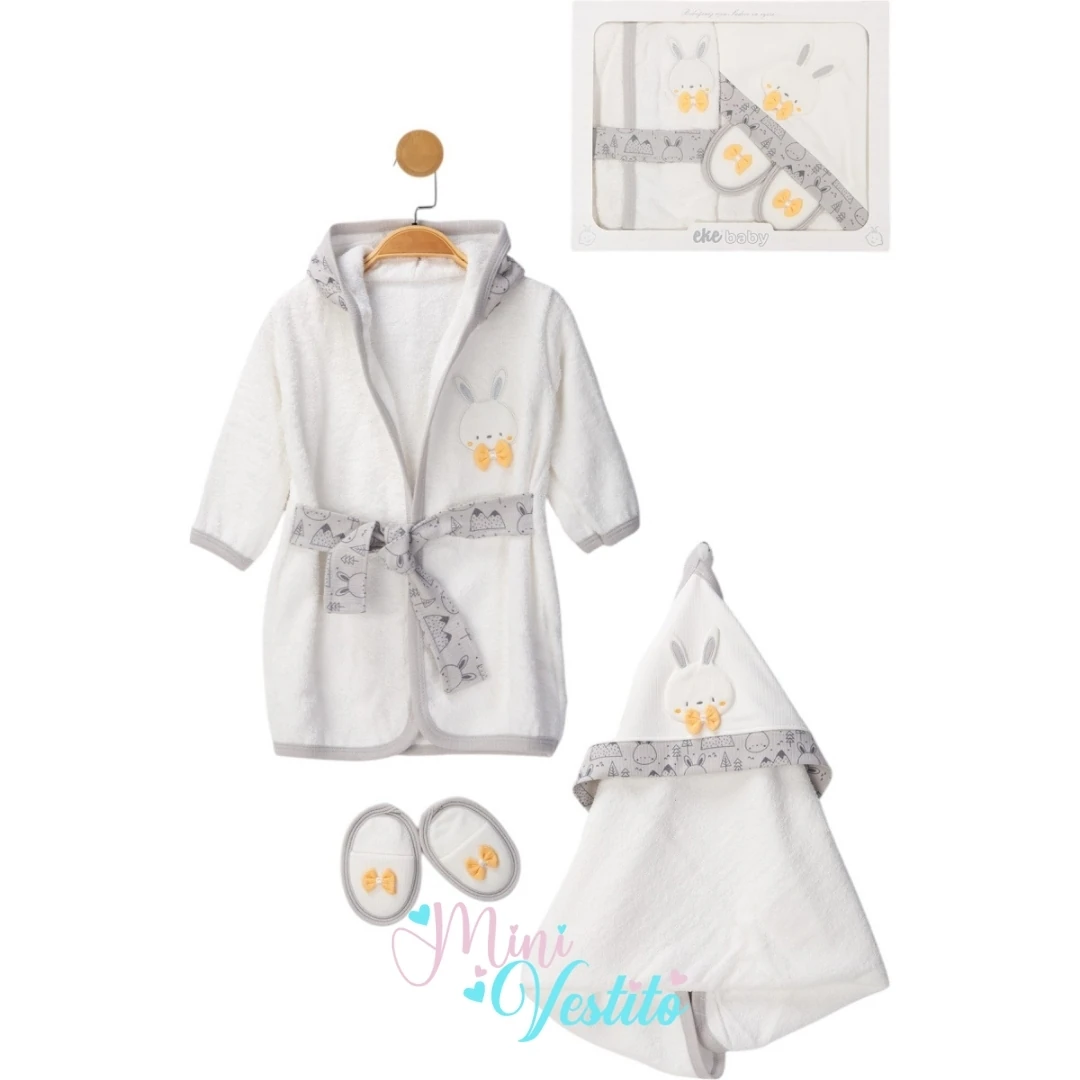 Tavşan Desenli Terlikli 0-2 Yaş Bornoz