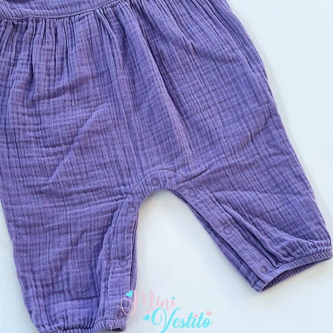 Yakası Fırfırlı Bandanalı Organic Muslin Tulum