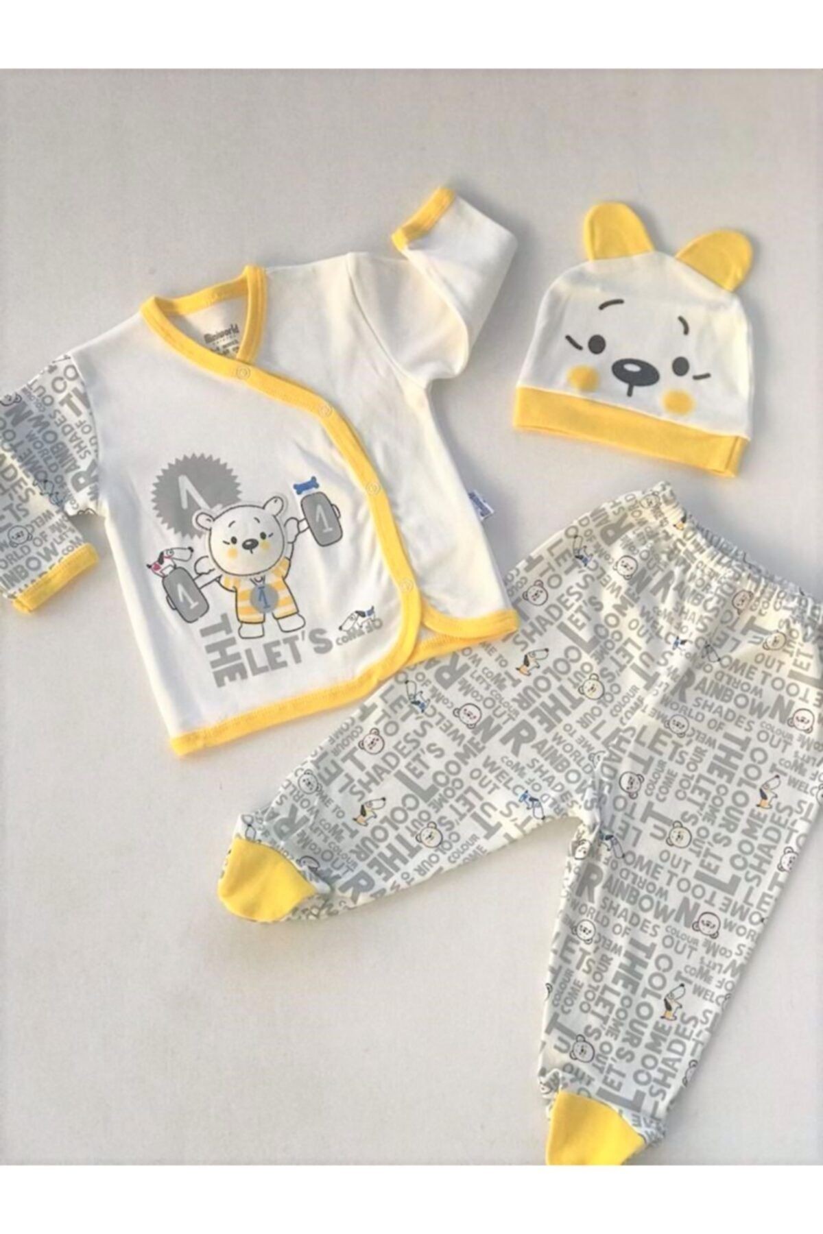 The Let's Minik Halterci Önden Çıtçıtlı Şapkalı Set
