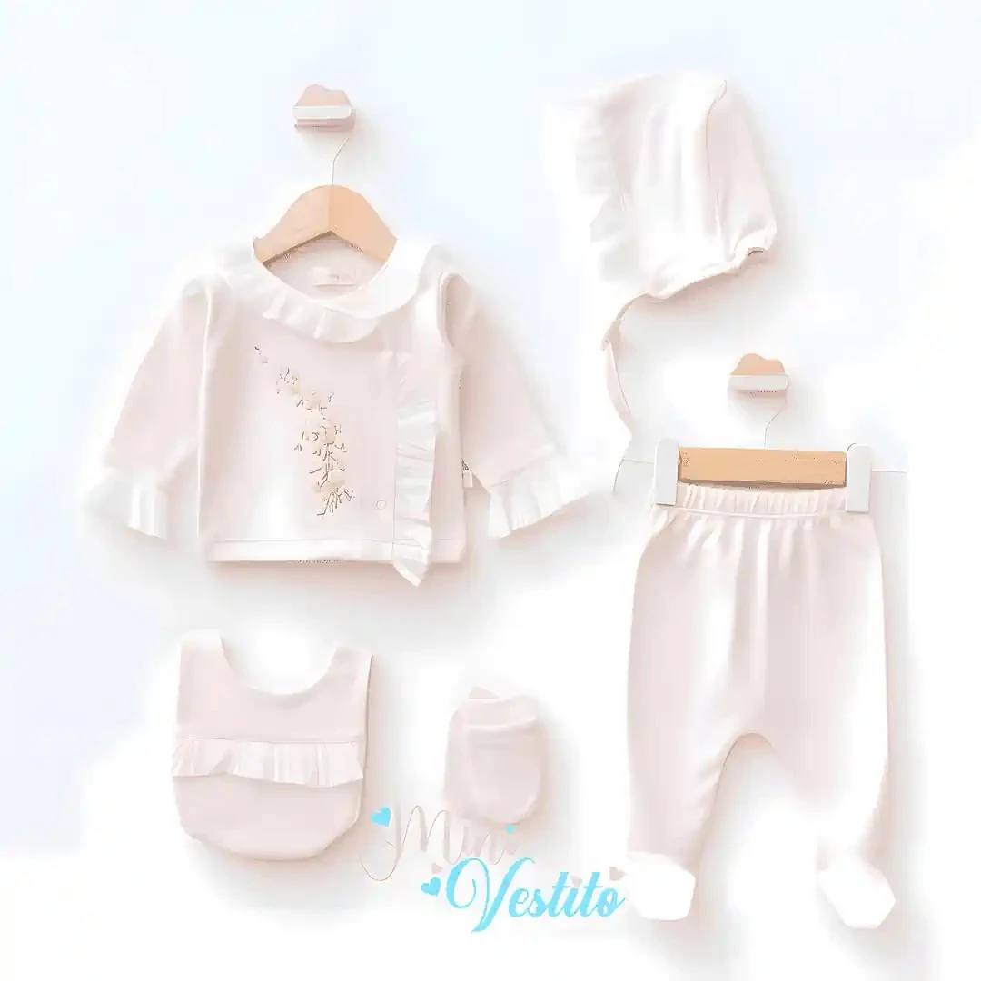 Aybel Çiçek Desenli Pliseli 5 Li Set✨🎀