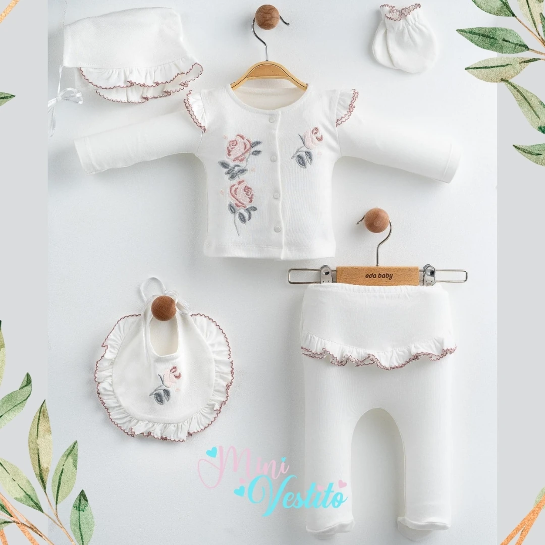 Fırfırella Lora Şapkalı 5 Parça Hastane Çıkışı