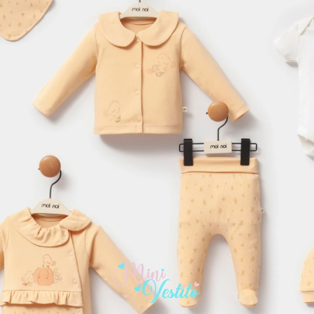 Cappi Kuş Desenli Bebe Yaka 10 Parça Hastane Çıkışı