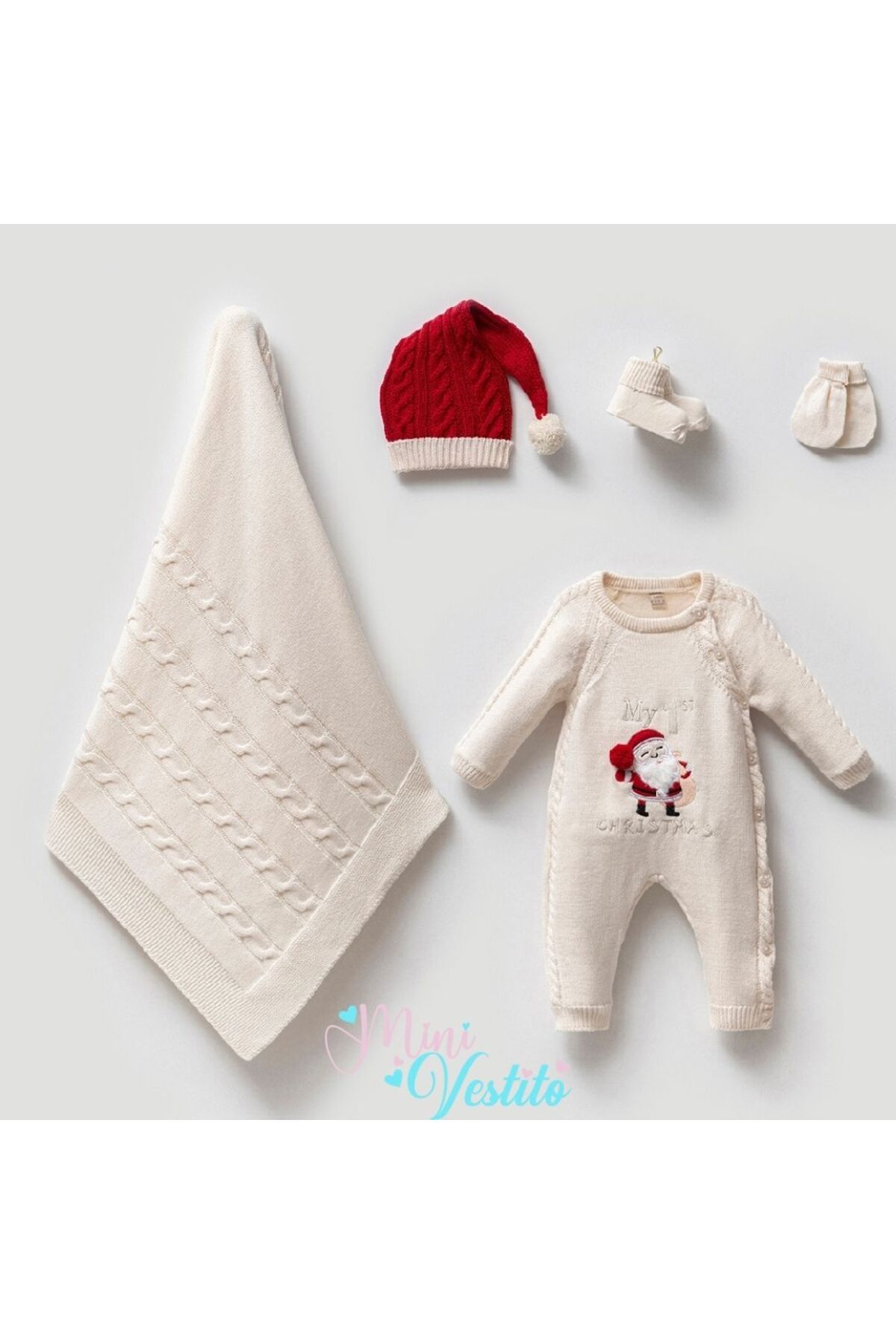 Baby'S First Christmas Kukuleta Şapkalı  5 Li Triko Set