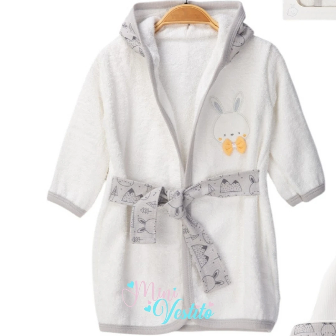 Tavşan Desenli Terlikli 0-2 Yaş Bornoz