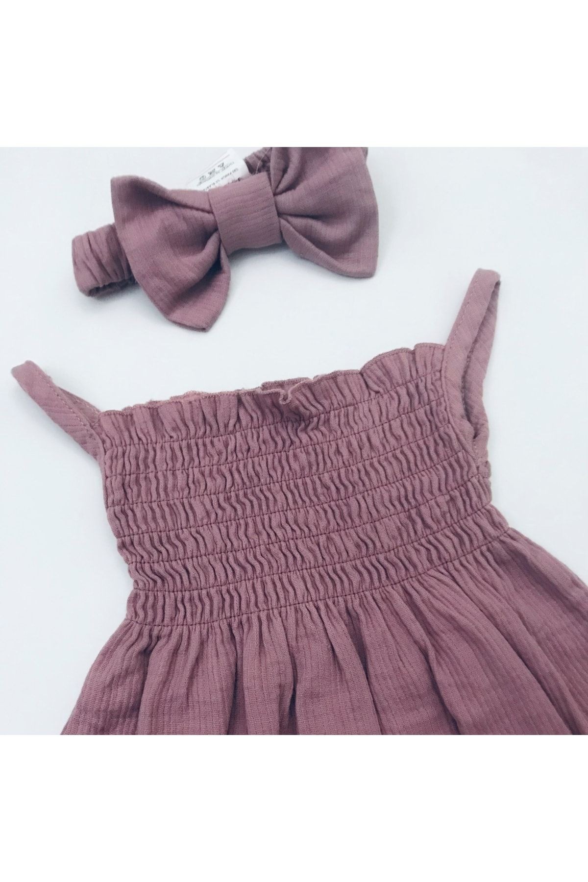 Rose Bandanalı Fitilli Muslin Ip Askılı Çıtçıtlı Elbise