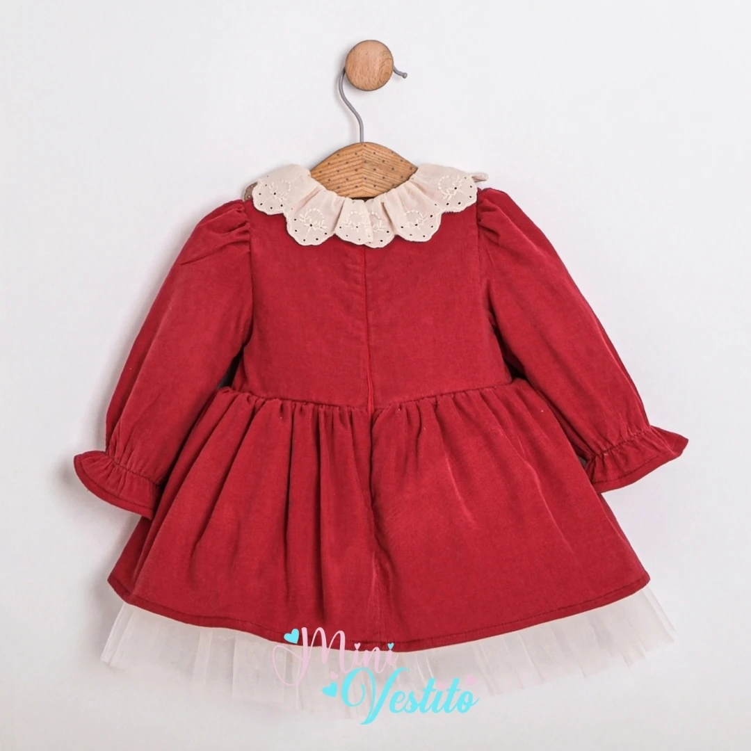 🌸 Papatya Yaka Kırmızı Mini Dress Elbise