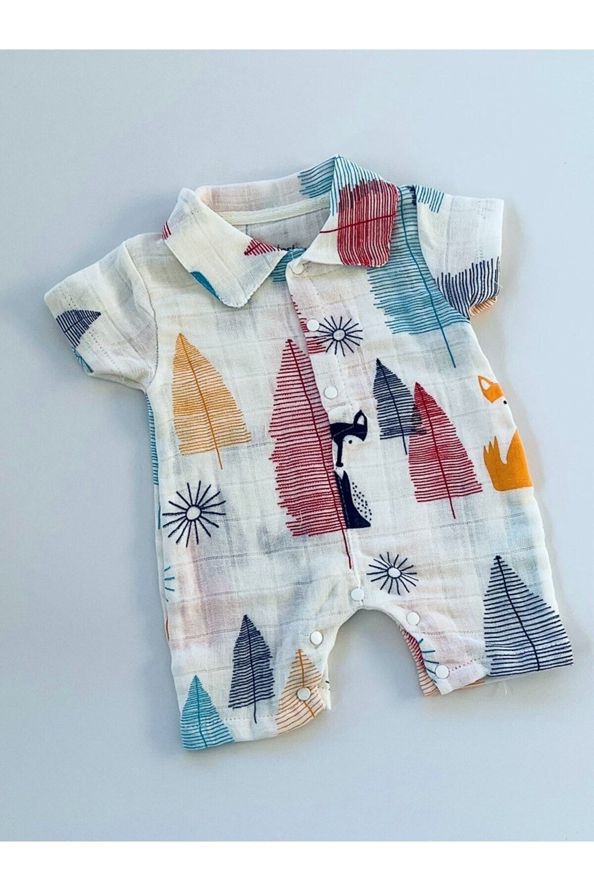 Ağaç Desenli Organic Muslin Barbatoz Tulum