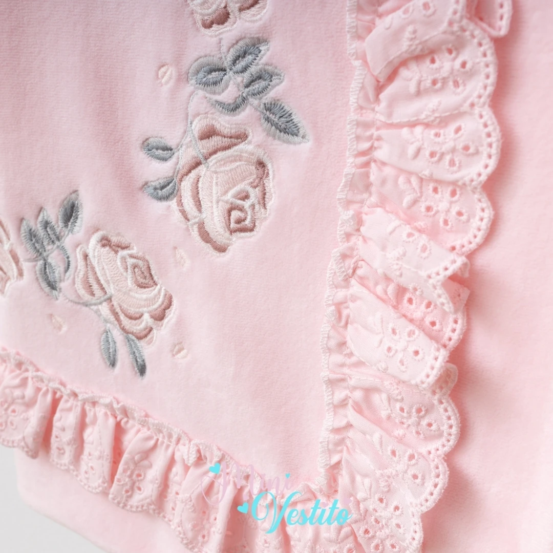 Fırfırella Lora Şapkalı Battaniyeli % 100 Pamuk Kadife 5 Li Set