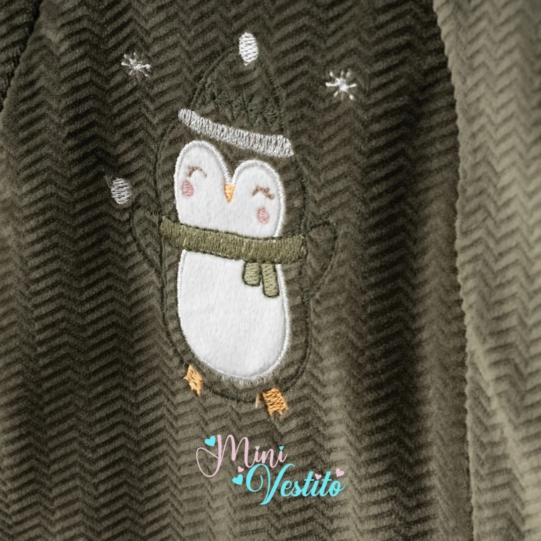 Penguen Armalı Kapuşonlu Çift Fermuarlı Kozmonot