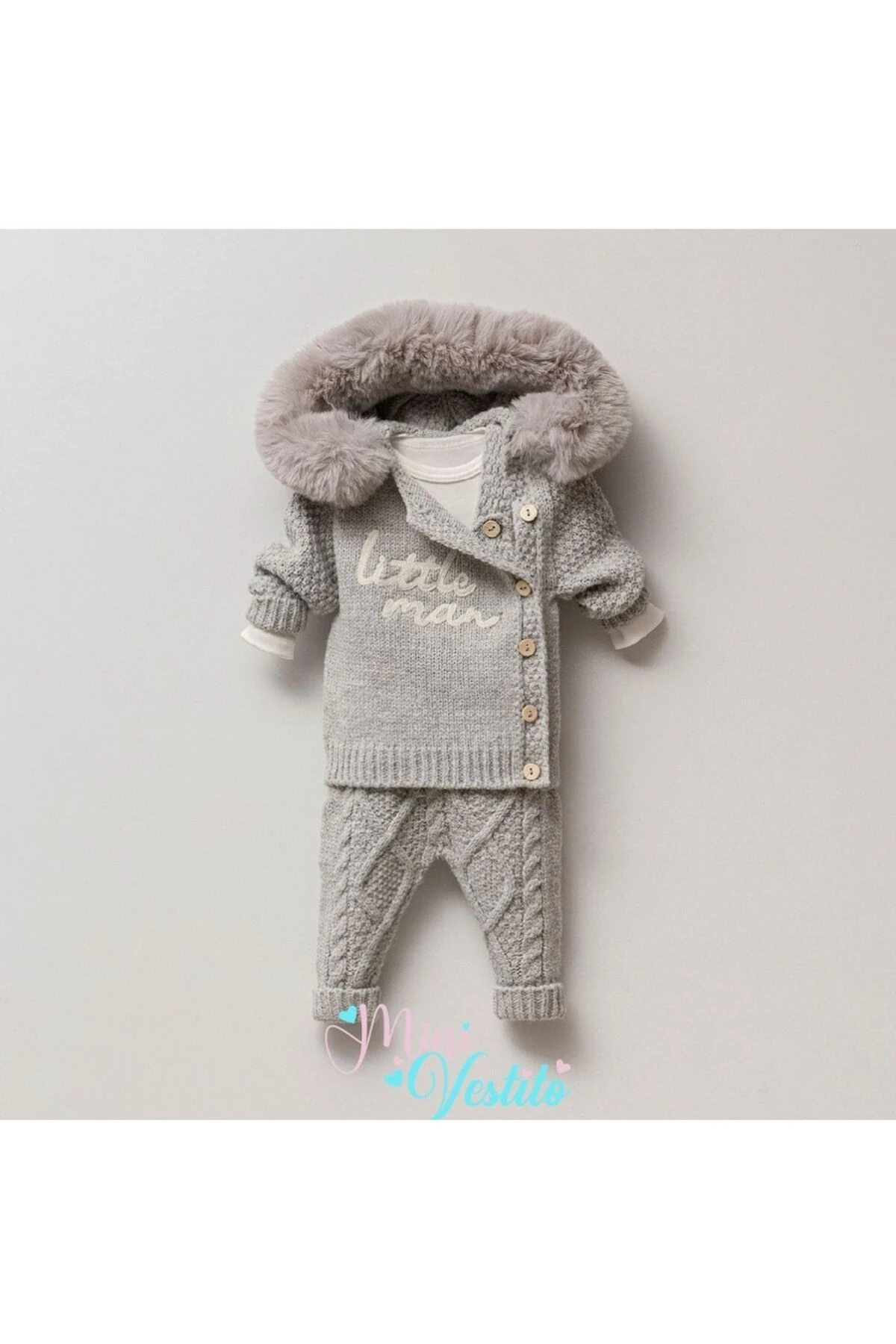 Little Man Kürklü Triko Takım  Pamuk