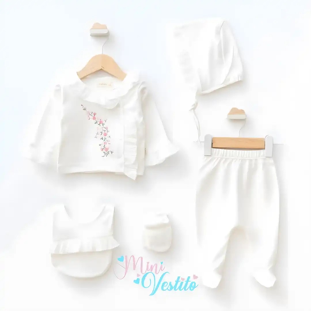 Aybel Çiçek Desenli Pliseli 5 Li Set✨🎀