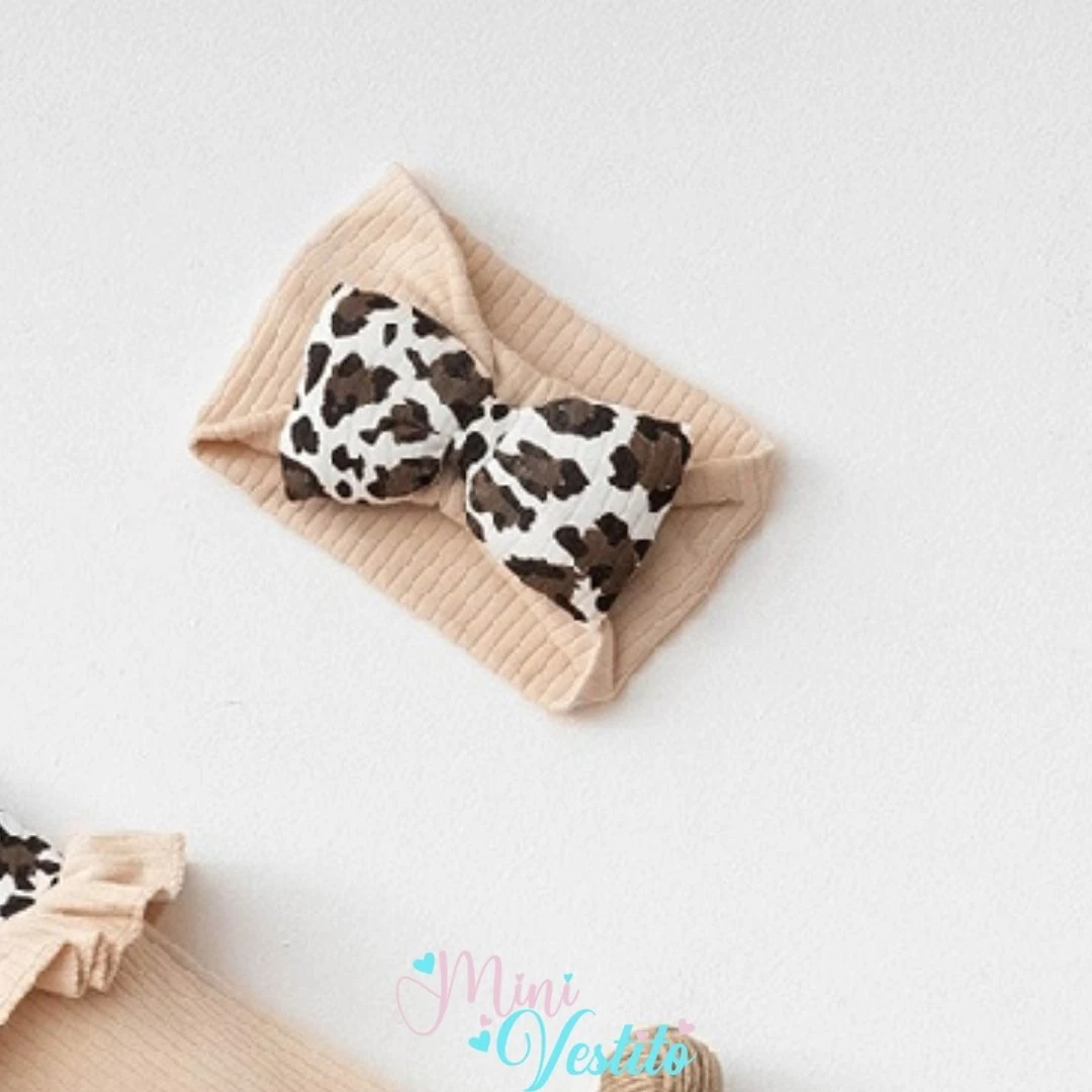 Leopar Desenli Fırıfır Yakalı Bandanalı Takım