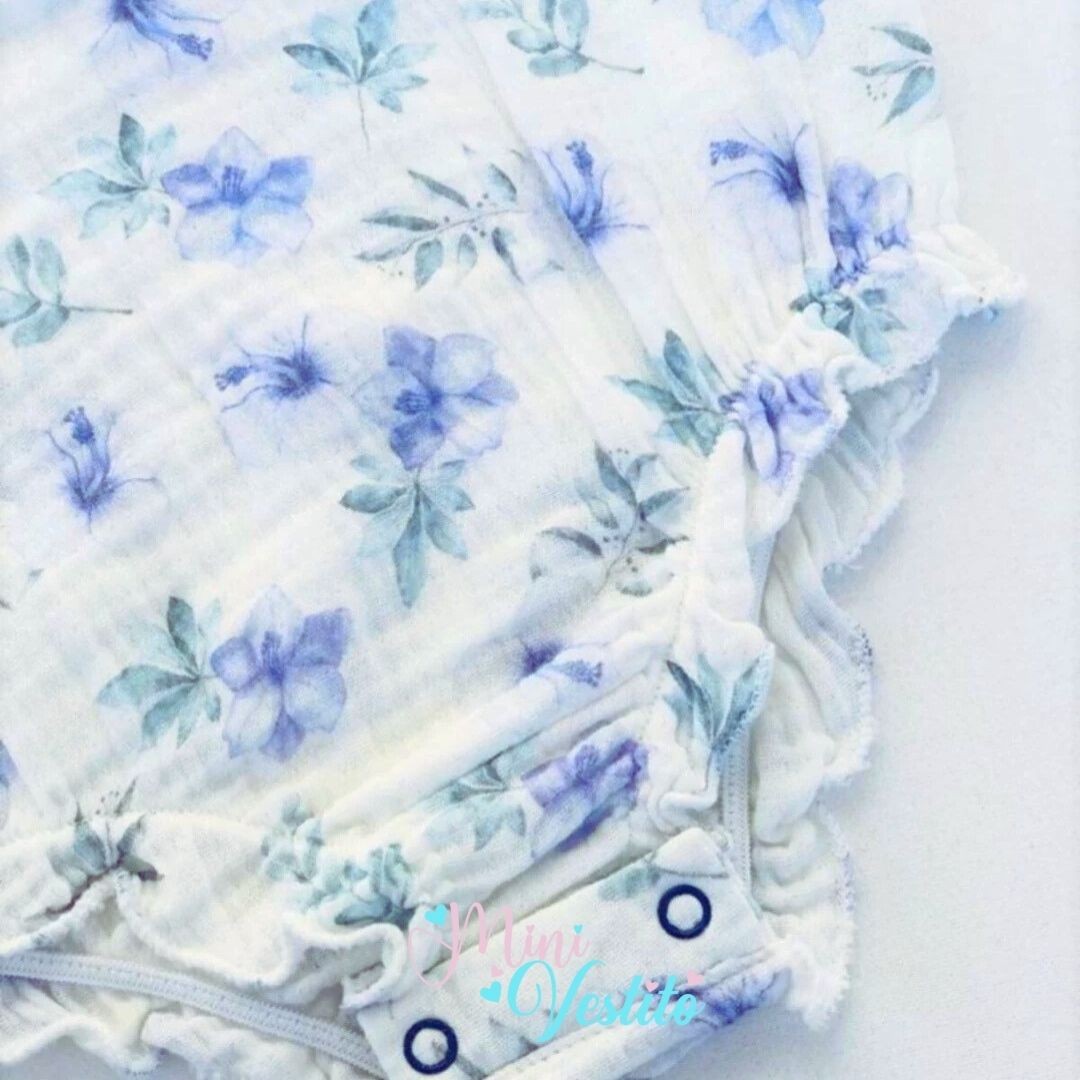 Çiçek Desenli Organic Muslin Etek Görünümlü Şort Çıtçıtlı Takım