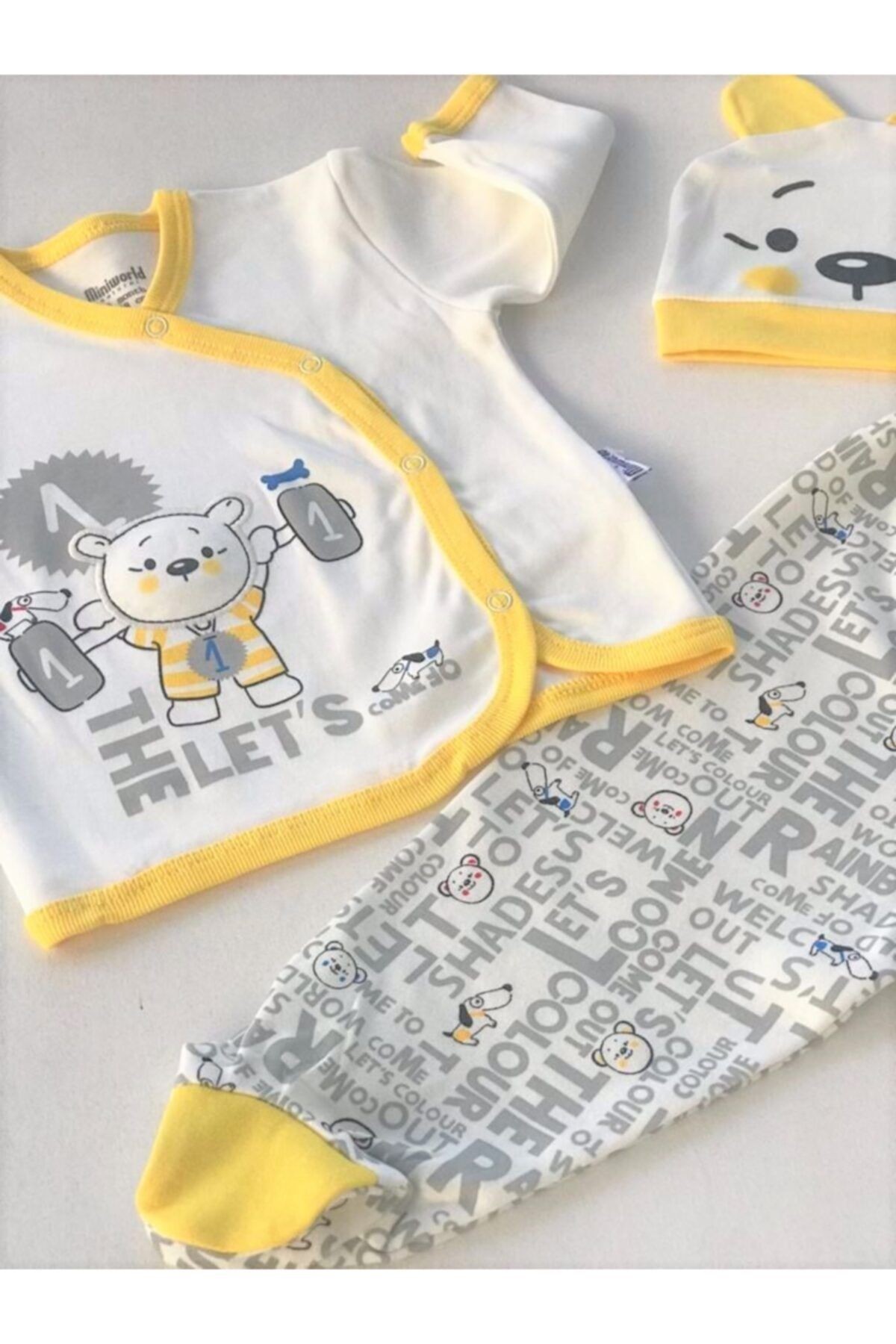 The Let's Minik Halterci Önden Çıtçıtlı Şapkalı Set