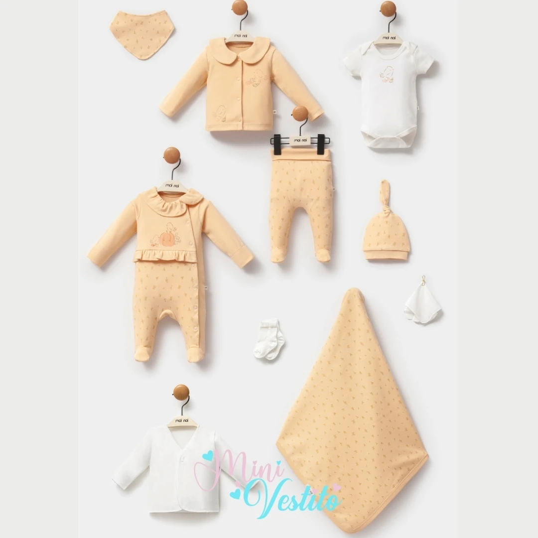 Cappi Kuş Desenli Bebe Yaka 10 Parça Hastane Çıkışı