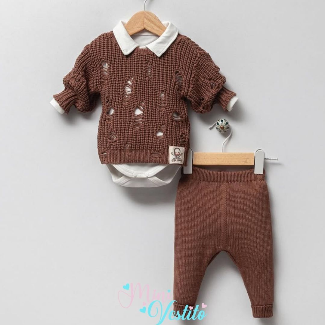 Javier Triko Kazaklı % 100 Organik Pamuk 3 Parça Takım