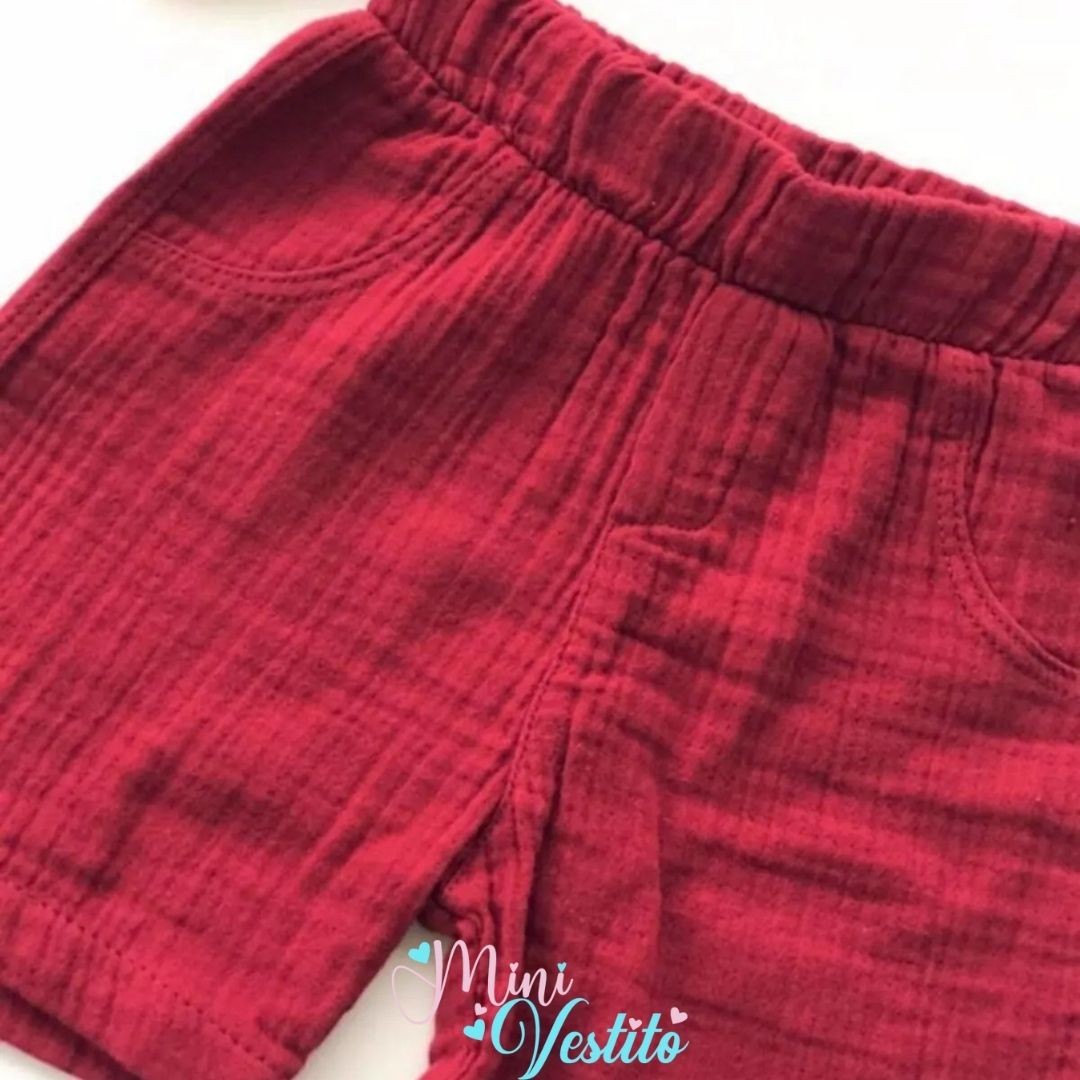 Bebek Bordo Kısa Kollu Yakalı Çıtçıtlı Takım - Baby Boss Organic Muslin